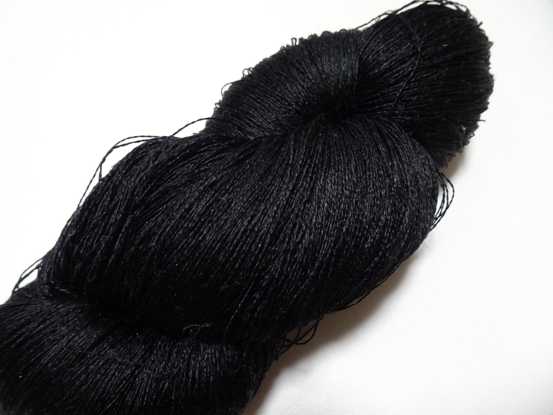 Japanese Vintage Twisted Silk Thread Embroidery 14599  Black