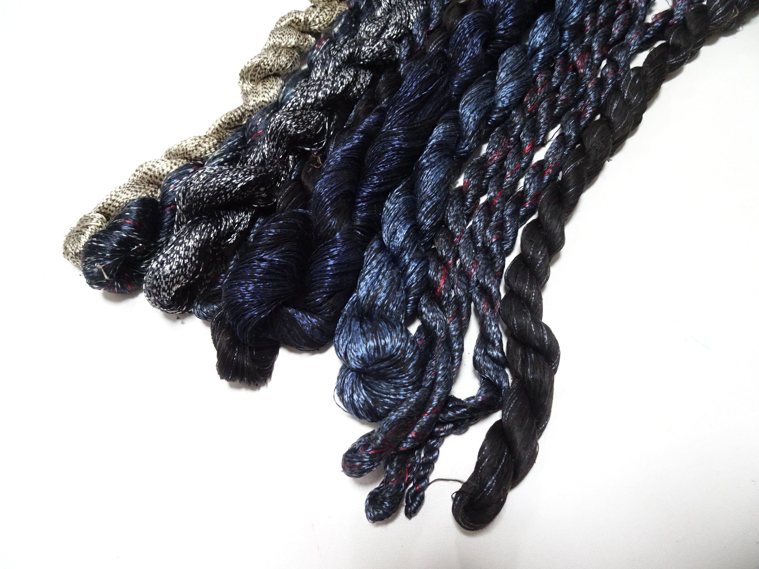 Japanese Vintage Super Rare Mud Dyeing kasuri loose Twisted Silk Thread Various Sets Embroidery & weave 13711