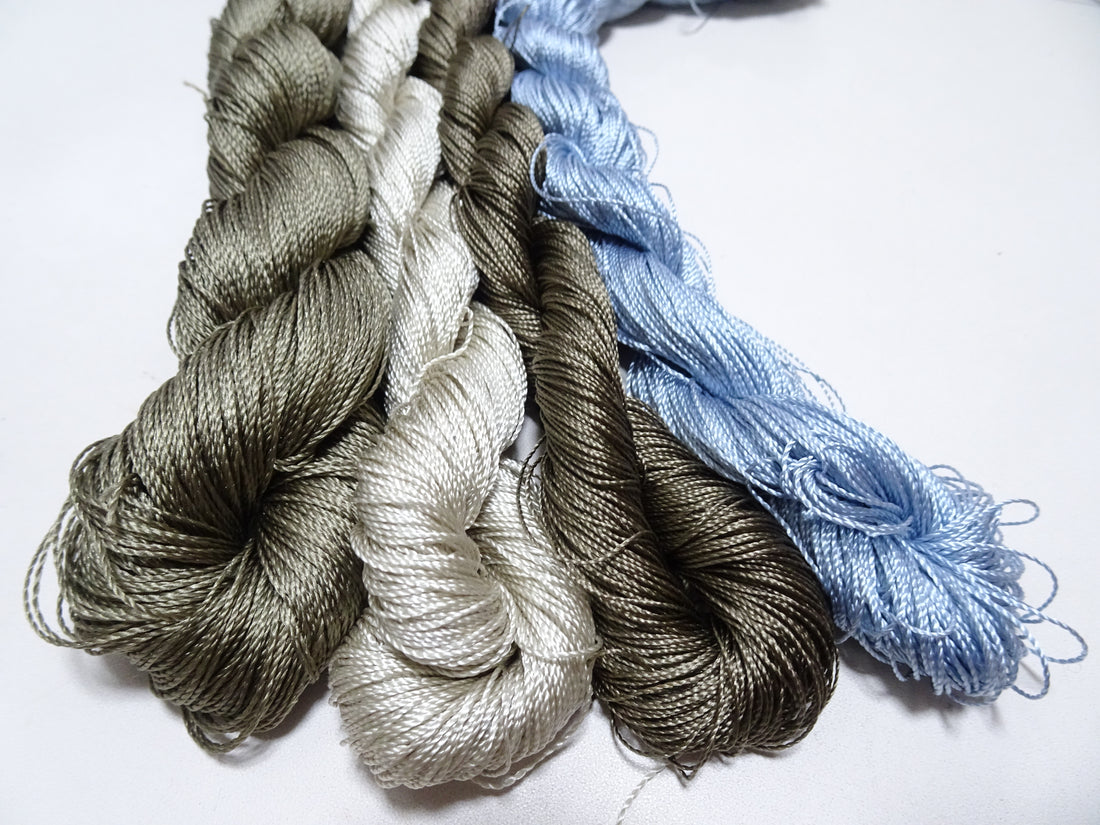 Japanese Vintage Strong Twisted Silk Thread 4sets Embroidery & Weaving 17604