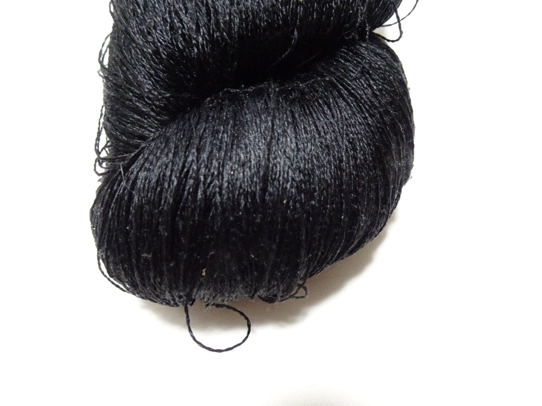 Japanese Vintage Twisted Silk Thread Embroidery 14599  Black