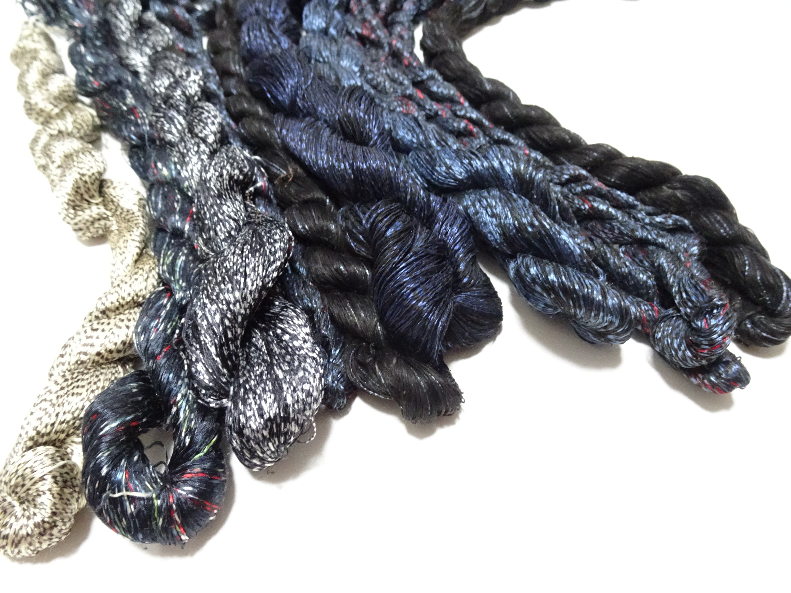 Japanese Vintage Super Rare Mud Dyeing kasuri loose Twisted Silk Thread Various Sets Embroidery & weave 13711