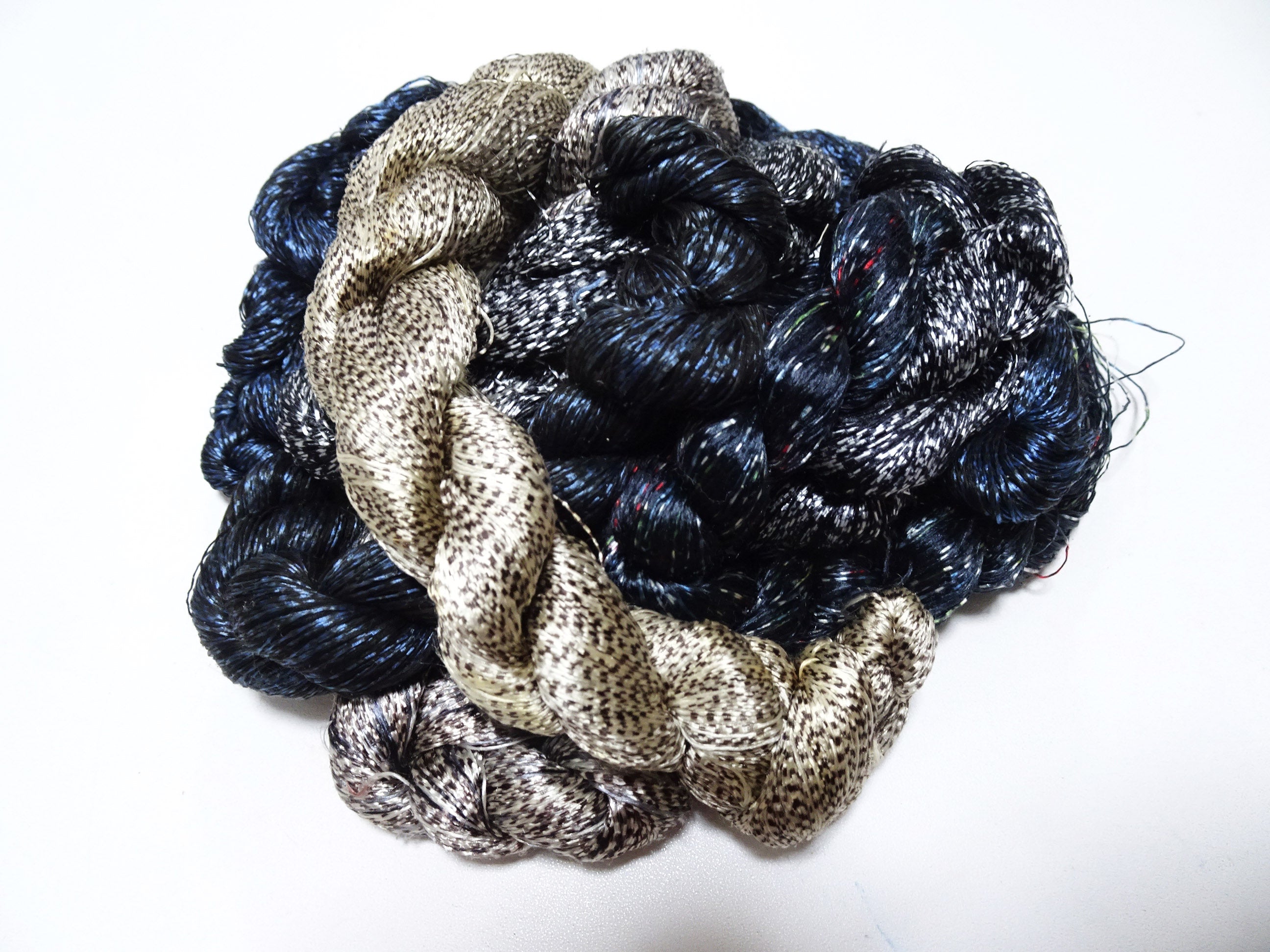 Japanese Vintage Super Rare Mud Dyeing kasuri loose Twisted Silk Thread Various Sets Embroidery & weave 13712