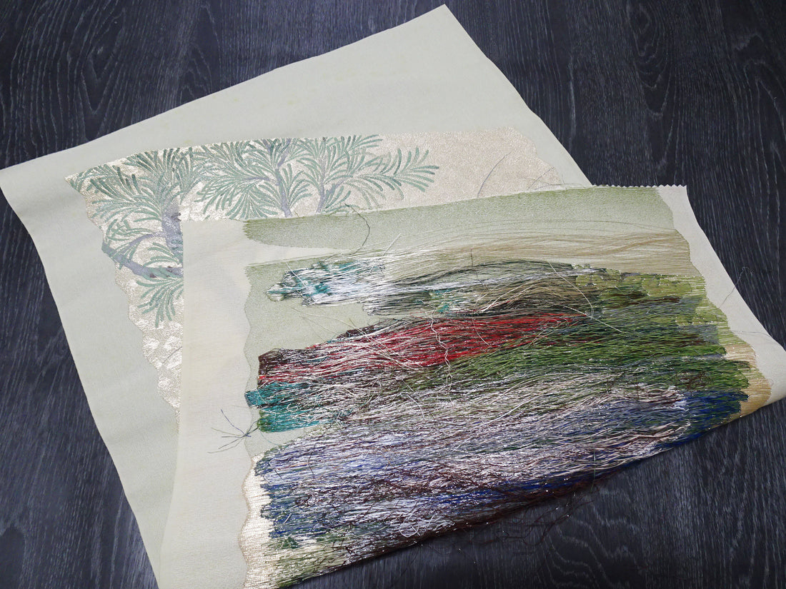 Japanese vintage Rare Silk sample fabric Juko Ori  9659