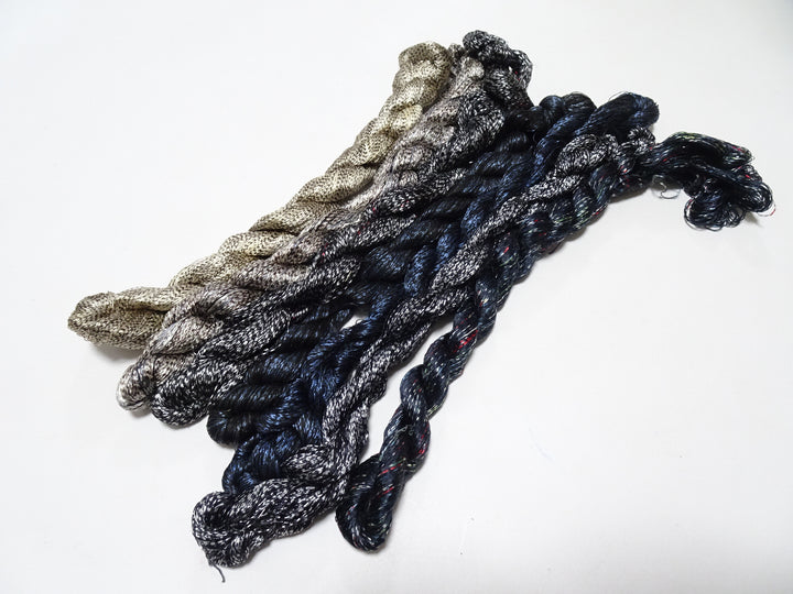 Japanese Vintage Super Rare Mud Dyeing kasuri loose Twisted Silk Thread Various Sets Embroidery & weave 13712