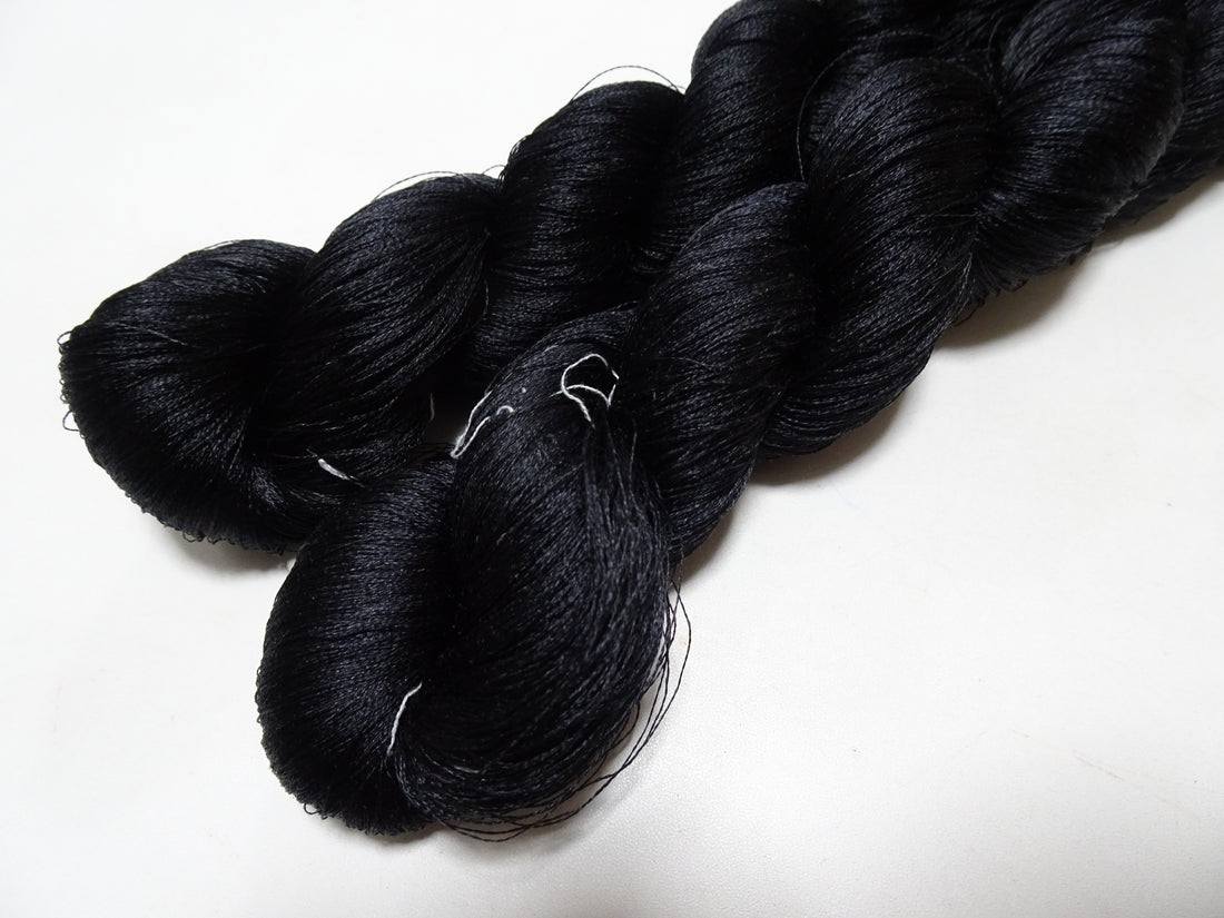 Japanese Vintage Twisted Silk Thread 2sets Embroidery Black 15737