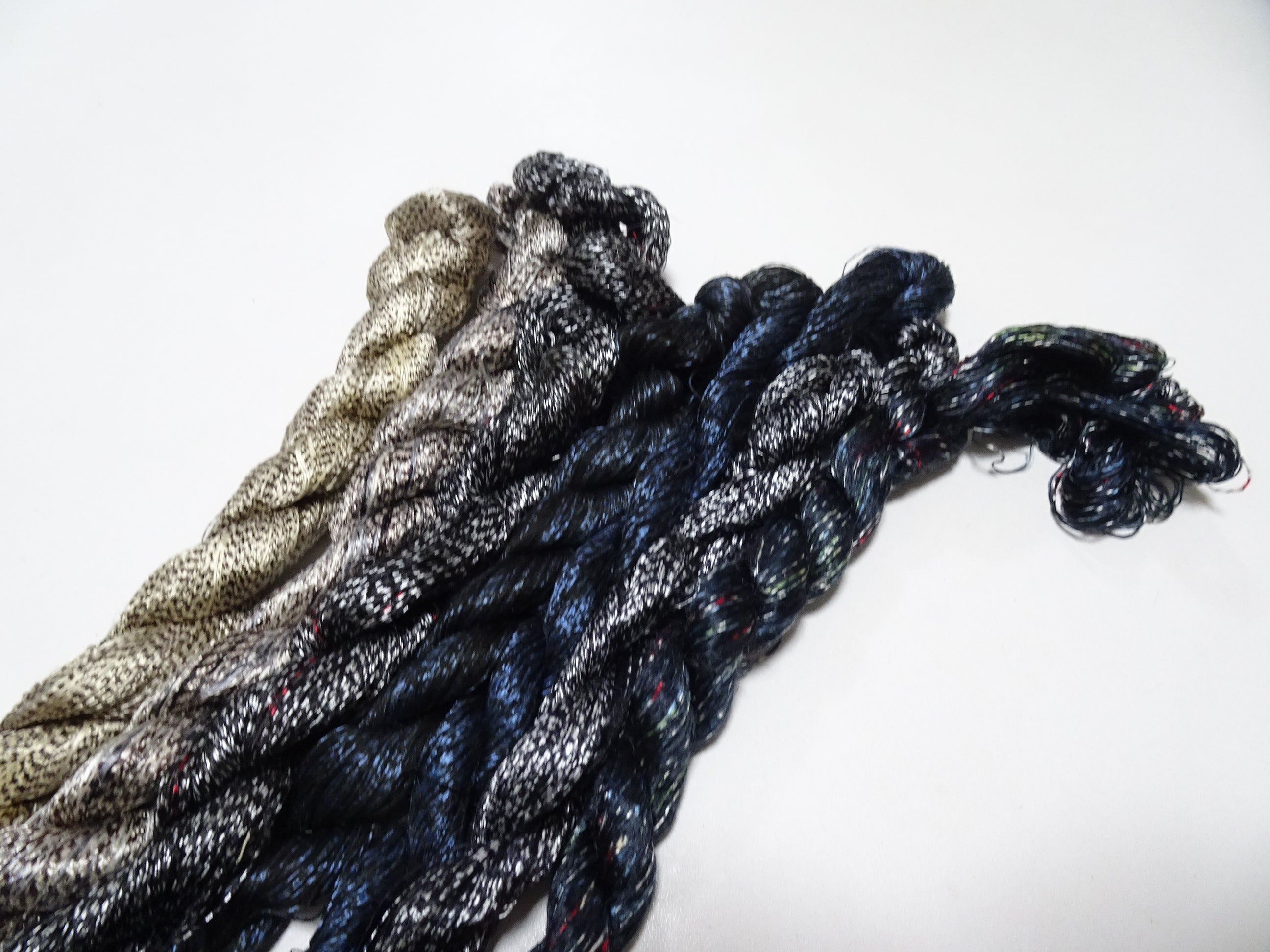 Japanese Vintage Super Rare Mud Dyeing kasuri loose Twisted Silk Thread Various Sets Embroidery & weave 13712