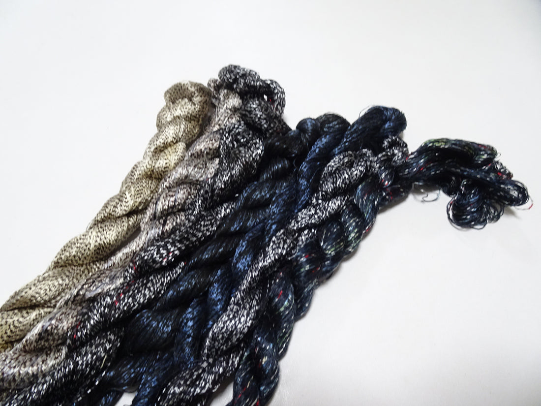 Japanese Vintage Super Rare Mud Dyeing kasuri loose Twisted Silk Thread Various Sets Embroidery & weave 13712