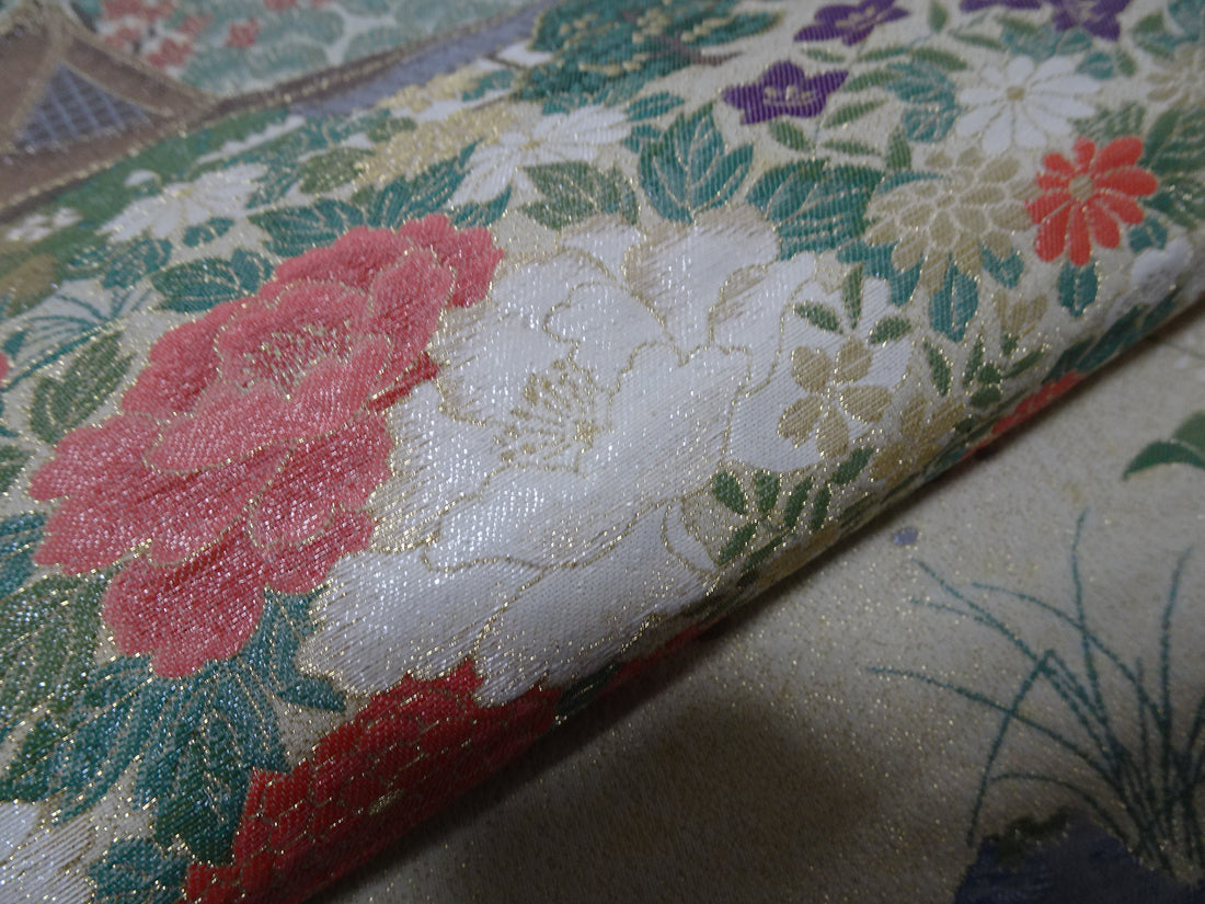 Japanese vintage Rare Silk sample fabric Juko Ori  9660