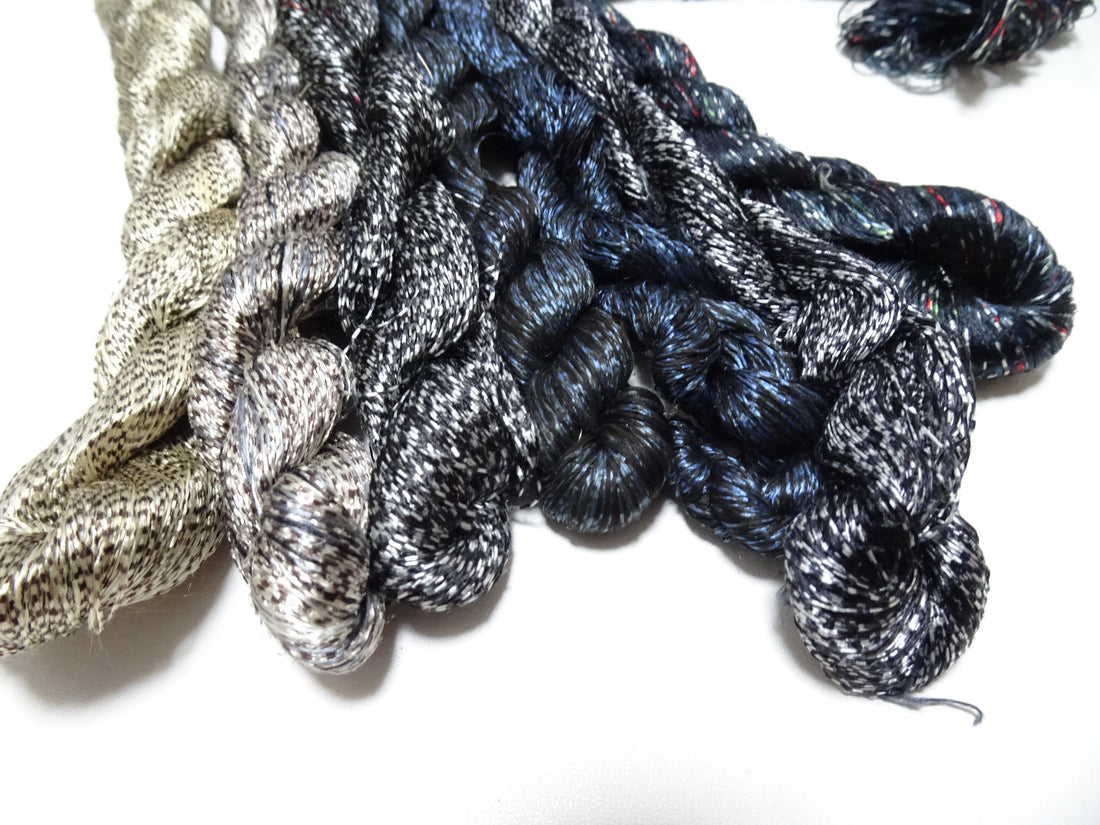 Japanese Vintage Super Rare Mud Dyeing kasuri loose Twisted Silk Thread Various Sets Embroidery & weave 13712