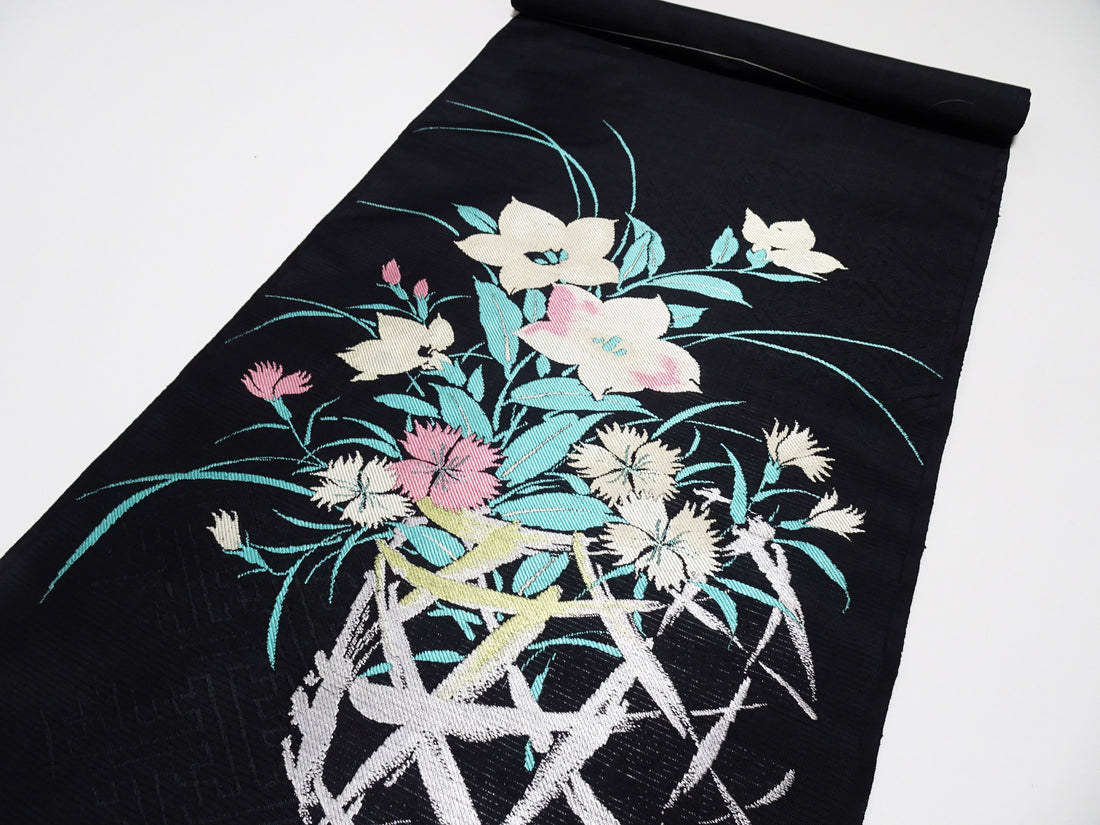 Japanese Vintage Ro Silk Bolts  Woven Flower Pattern 17507