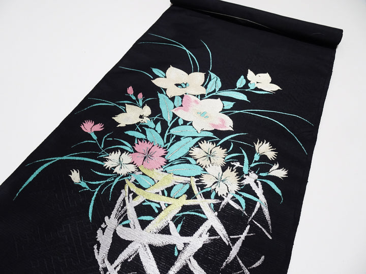 Japanese Vintage Ro Silk Bolts  Woven Flower Pattern 17507