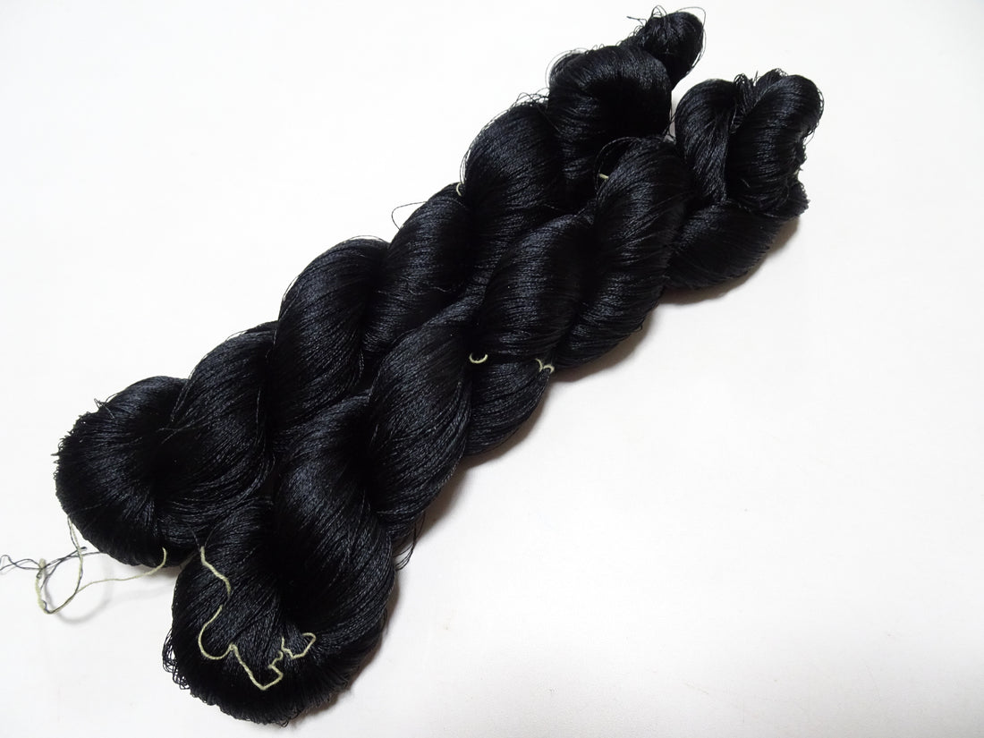 Japanese Vintage Twisted Silk Thread 2sets Embroidery Black 15738