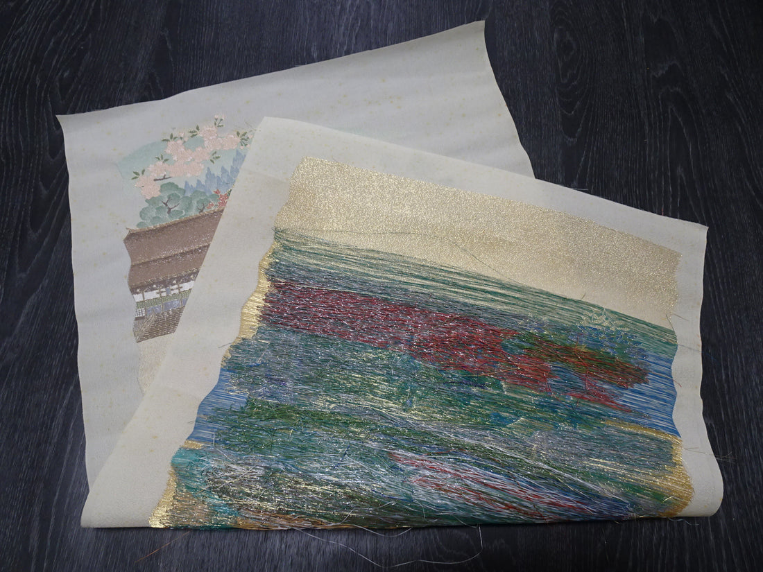 Japanese vintage Rare Silk sample fabric Juko Ori  9660