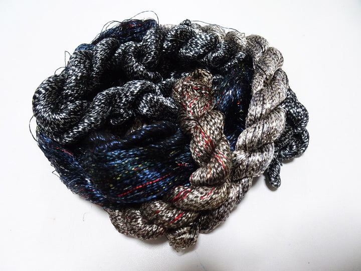 Japanese Vintage Super Rare Mud Dyeing kasuri loose Twisted Silk Thread Various Sets Embroidery & weave 13713