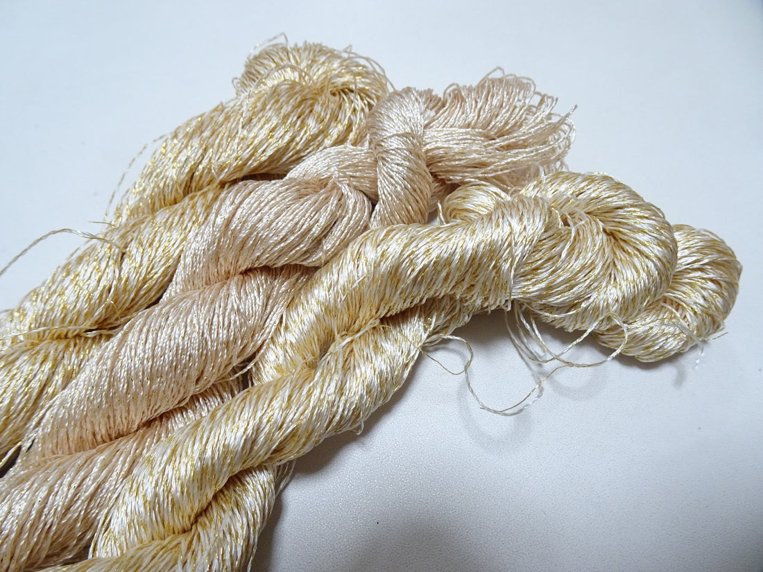 Japanese Vintage High Class Rare Silk Thread 3sets Mixture of Gold embroidery 15989