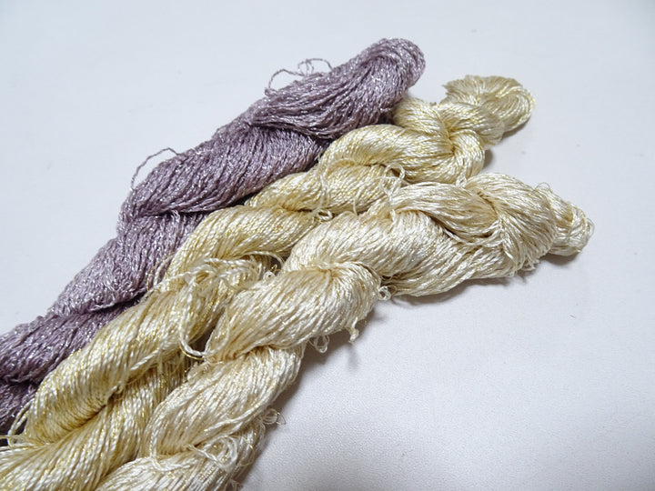 Japanese Vintage High Class Rare Silk Thread 3sets Mixture of Gold embroidery 18501
