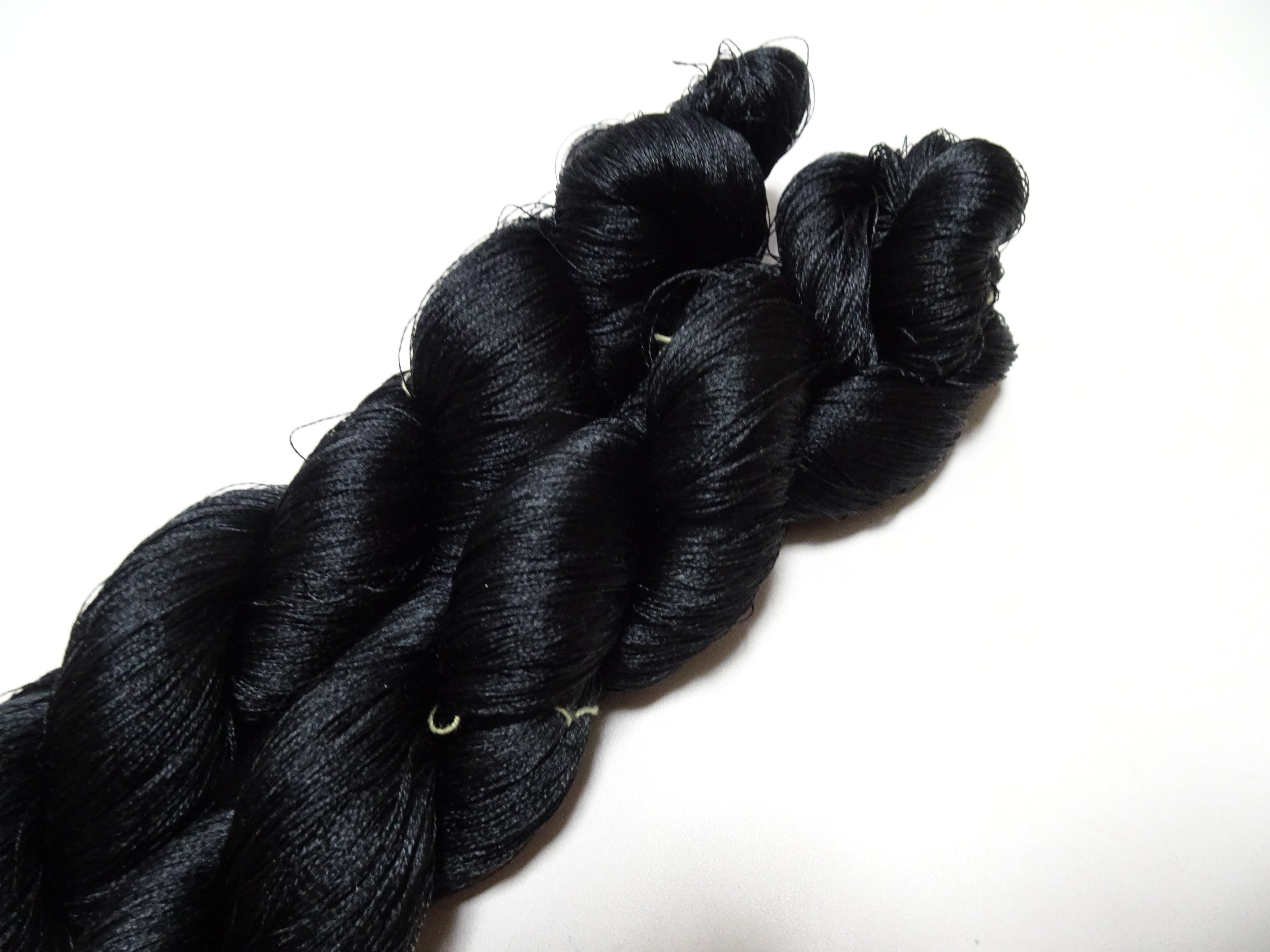 Japanese Vintage Twisted Silk Thread 2sets Embroidery Black 15738