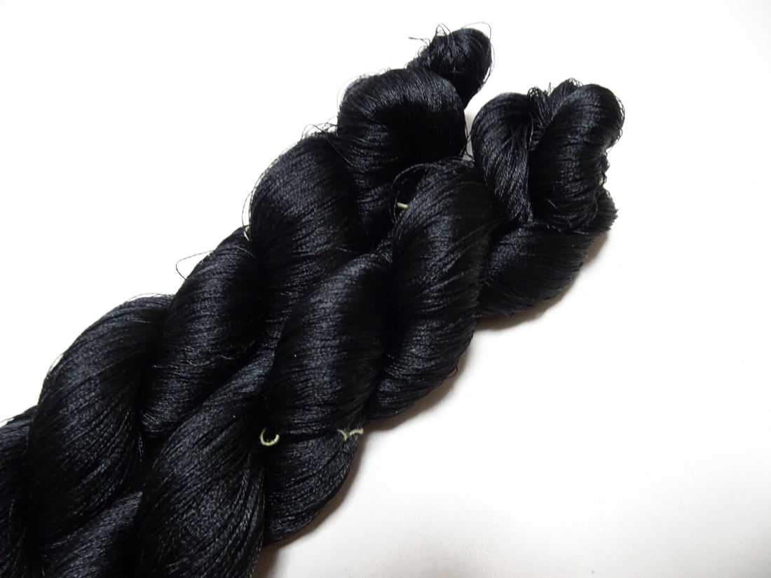 Japanese Vintage Twisted Silk Thread 2sets Embroidery Black 15738