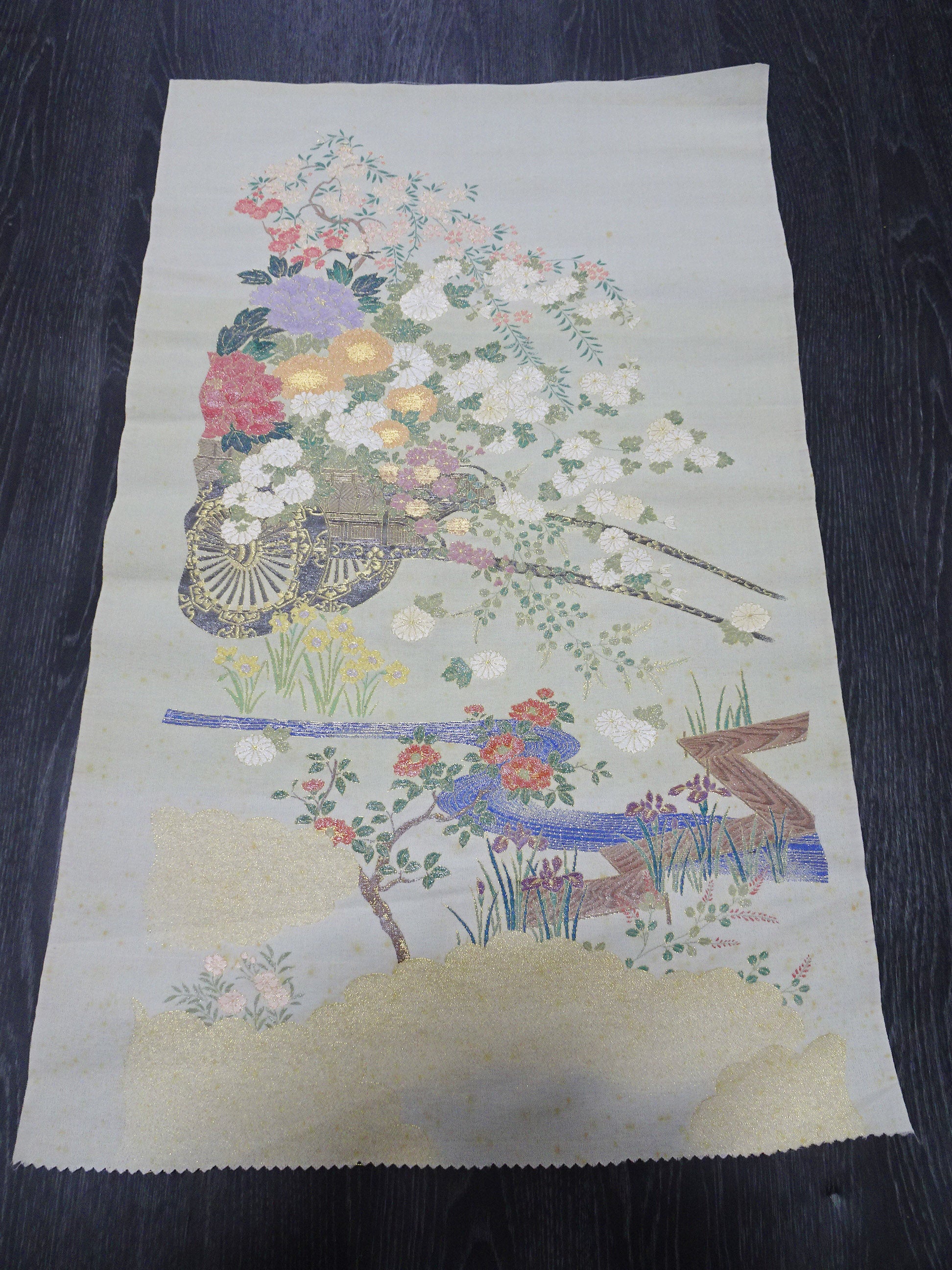 Japanese vintage Rare Silk sample fabric Juko Ori  9661