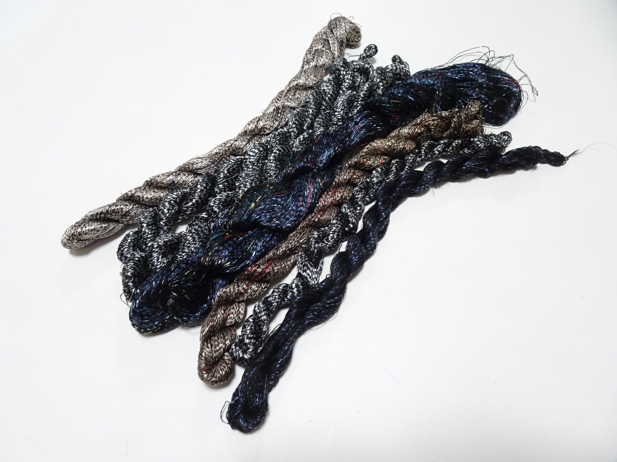 Japanese Vintage Super Rare Mud Dyeing kasuri loose Twisted Silk Thread Various Sets Embroidery & weave 13713