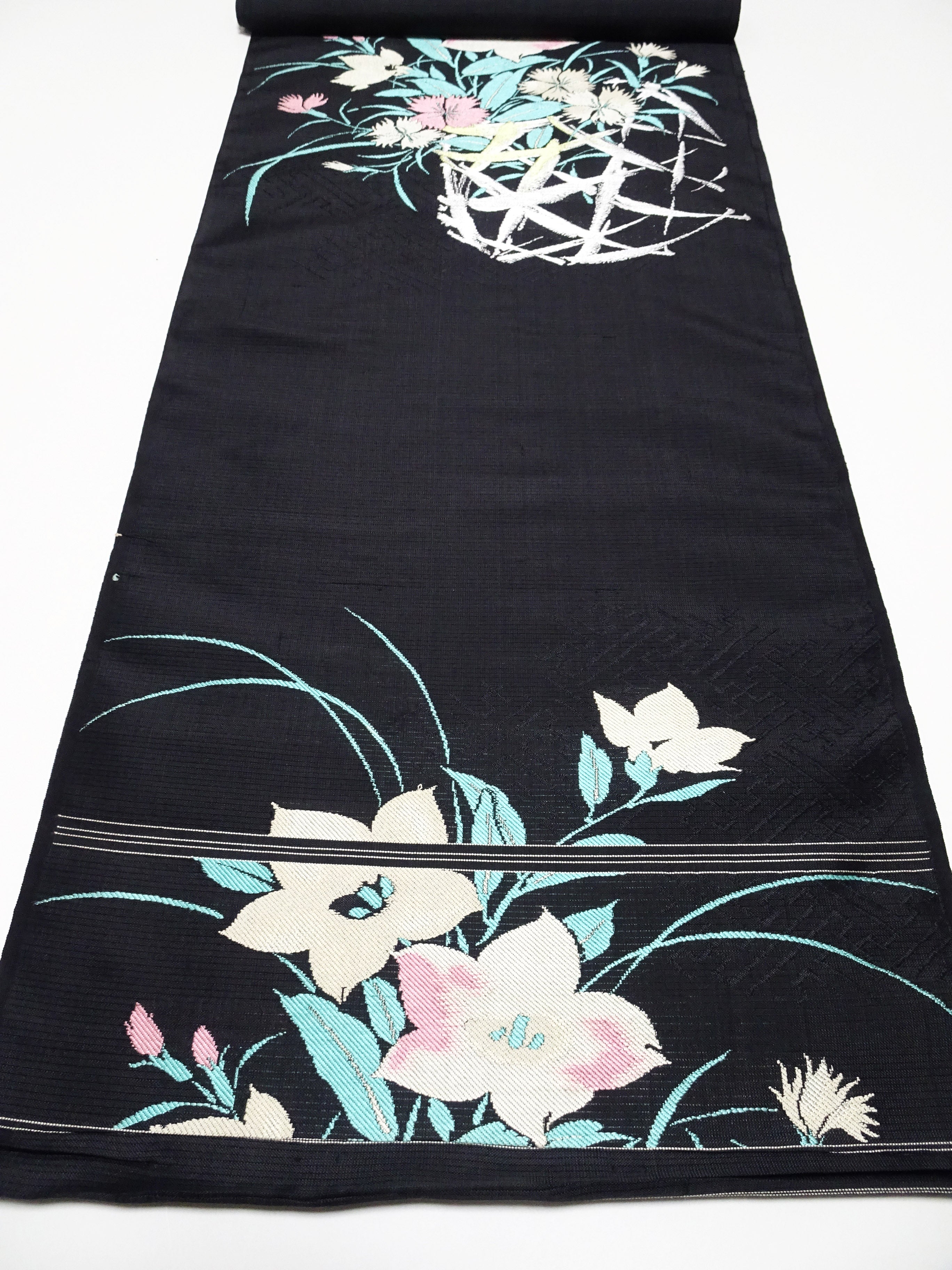 Japanese Vintage Ro Silk Bolts  Woven Flower Pattern 17507