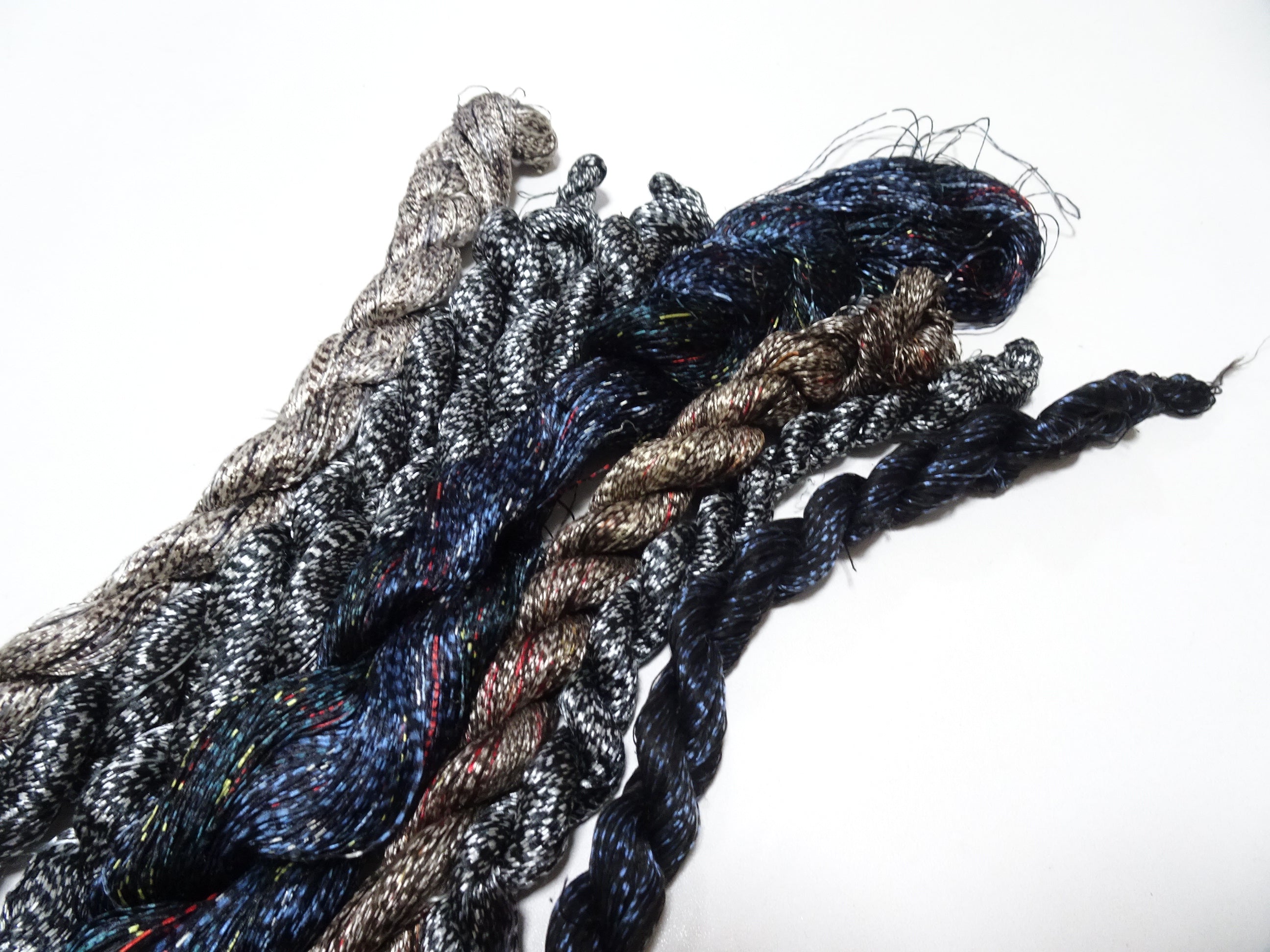 Japanese Vintage Super Rare Mud Dyeing kasuri loose Twisted Silk Thread Various Sets Embroidery & weave 13713