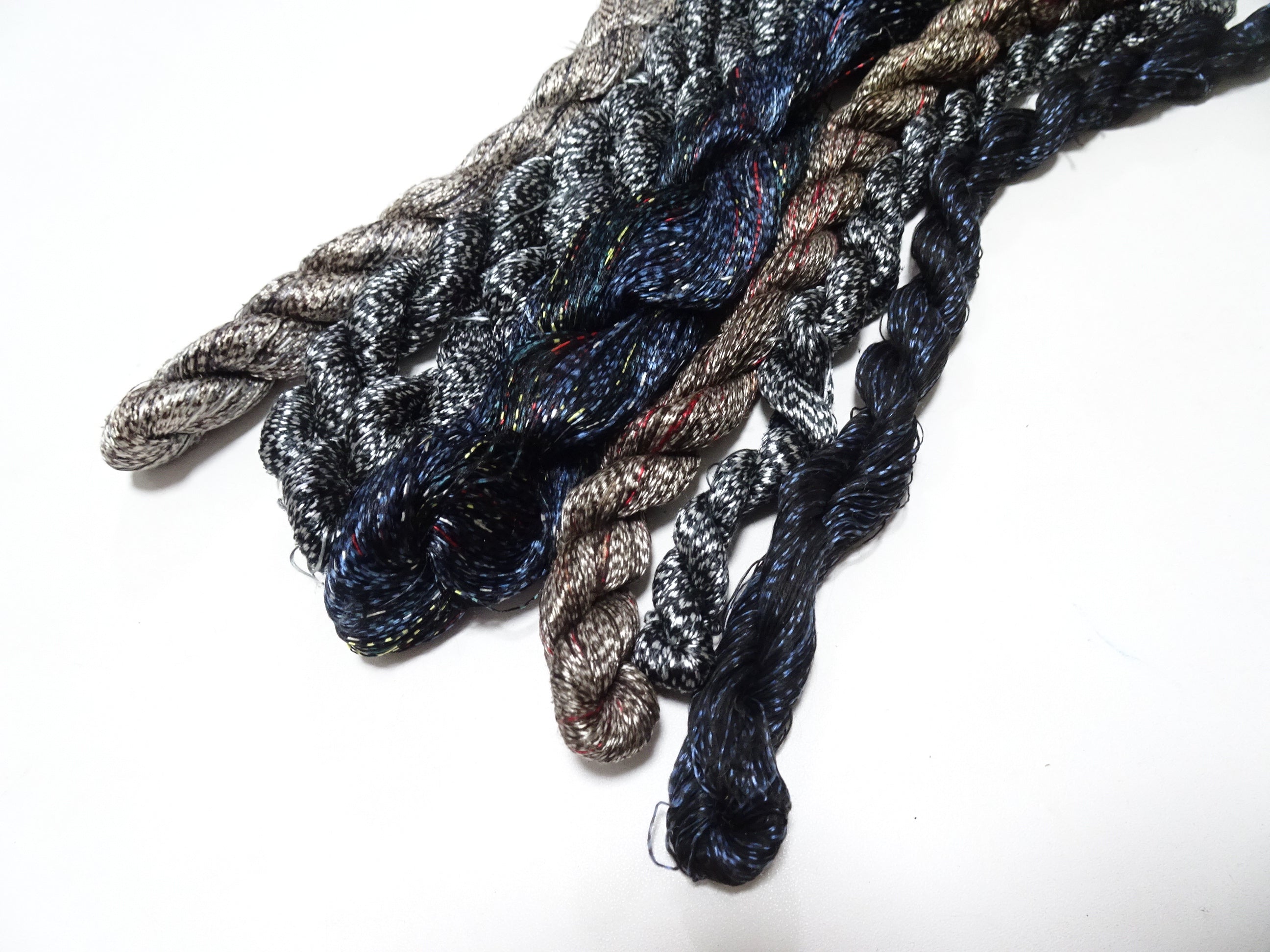 Japanese Vintage Super Rare Mud Dyeing kasuri loose Twisted Silk Thread Various Sets Embroidery & weave 13713