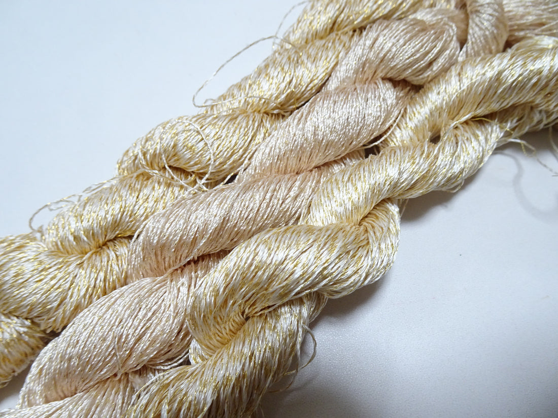 Japanese Vintage High Class Rare Silk Thread 3sets Mixture of Gold embroidery 15989