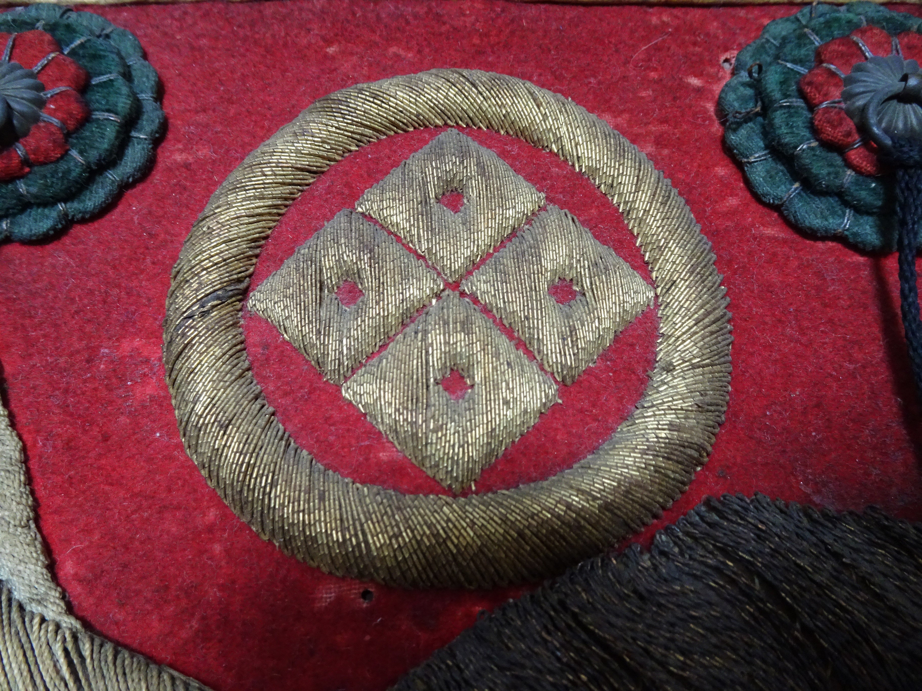 Japanese Antique Edo to Late Edo Period Festival Banner (Kenshōhin) for Danjiri or Mikoshi with Traditional Embroidery Design 16342
