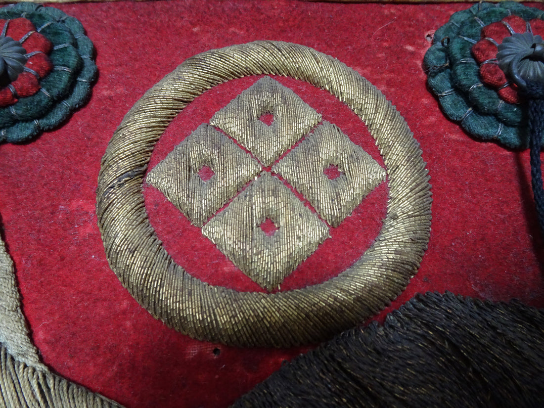 Japanese Antique Edo to Late Edo Period Festival Banner (Kenshōhin) for Danjiri or Mikoshi with Traditional Embroidery Design 16342