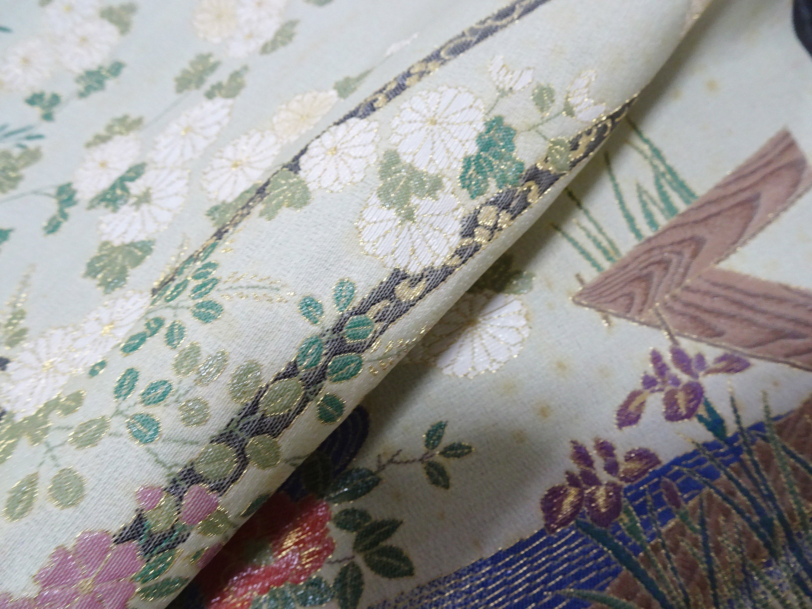 Japanese vintage Rare Silk sample fabric Juko Ori  9661