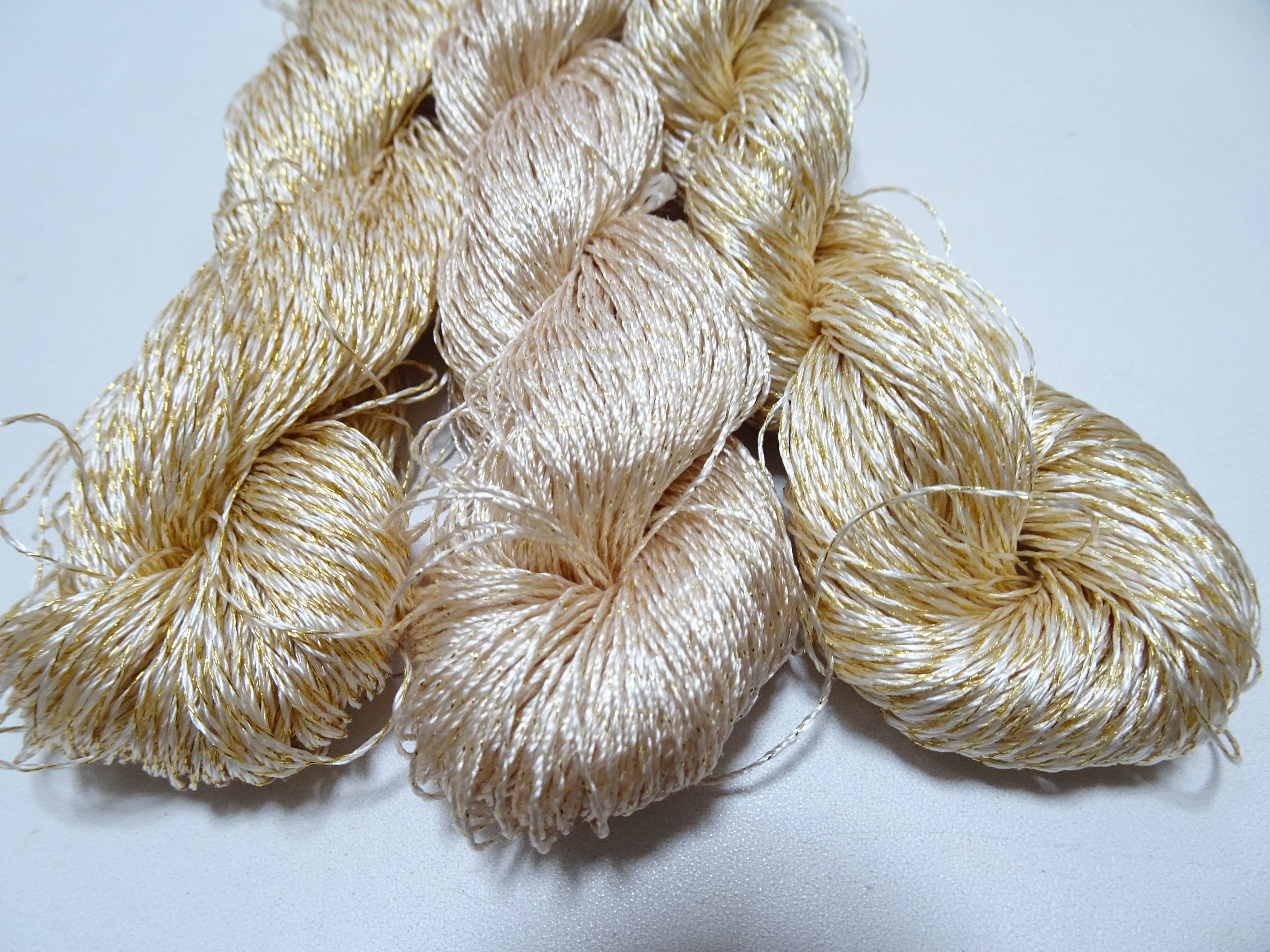 Japanese Vintage High Class Rare Silk Thread 3sets Mixture of Gold embroidery 15989