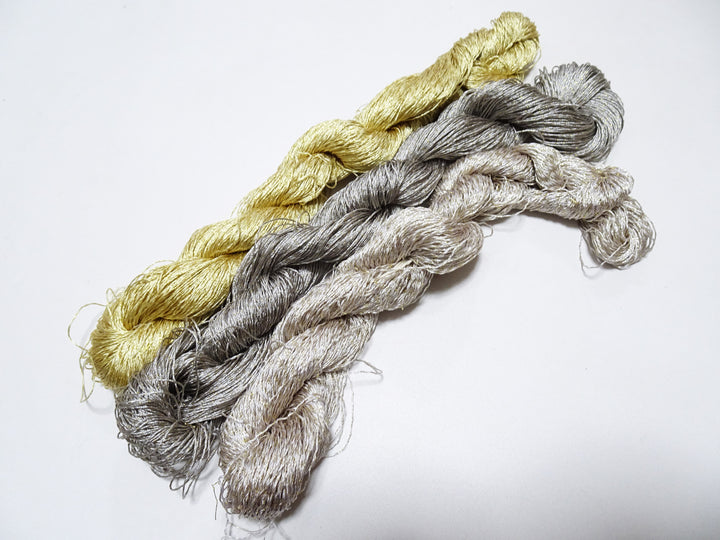 Japanese Vintage High Class Rare Silk Thread 3sets Mixture of Gold embroidery 15990