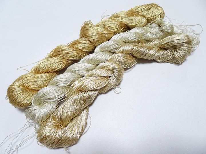 Japanese Vintage High Class Rare Silk Thread 3sets Mixture of Gold embroidery 18502