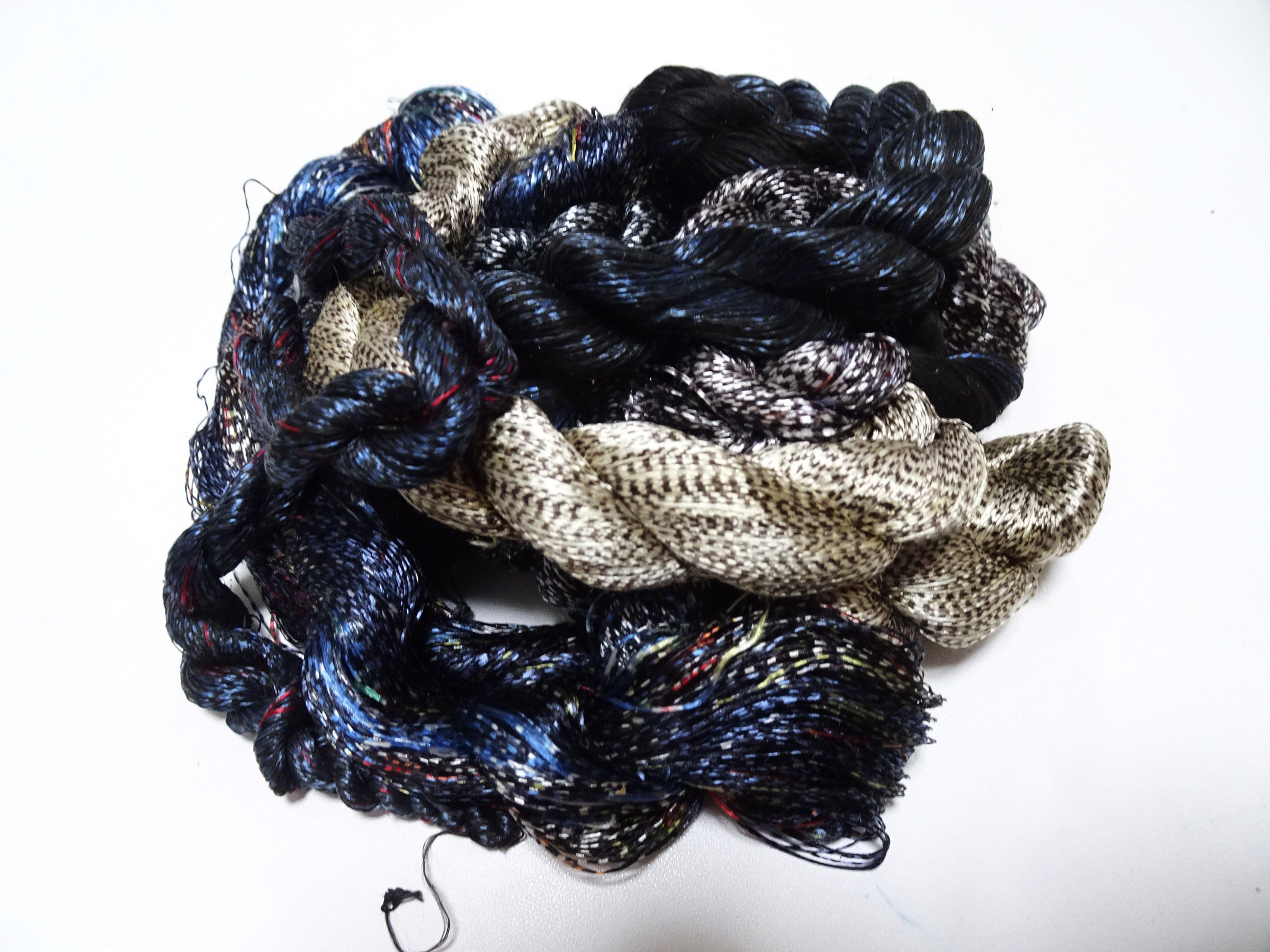 Japanese Vintage Super Rare Mud Dyeing kasuri loose Twisted Silk Thread Various Sets Embroidery & weave 13714