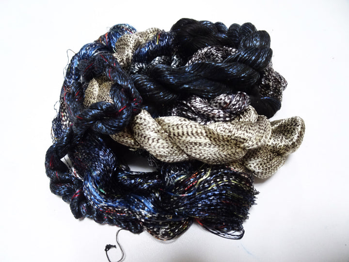 Japanese Vintage Super Rare Mud Dyeing kasuri loose Twisted Silk Thread Various Sets Embroidery & weave 13714