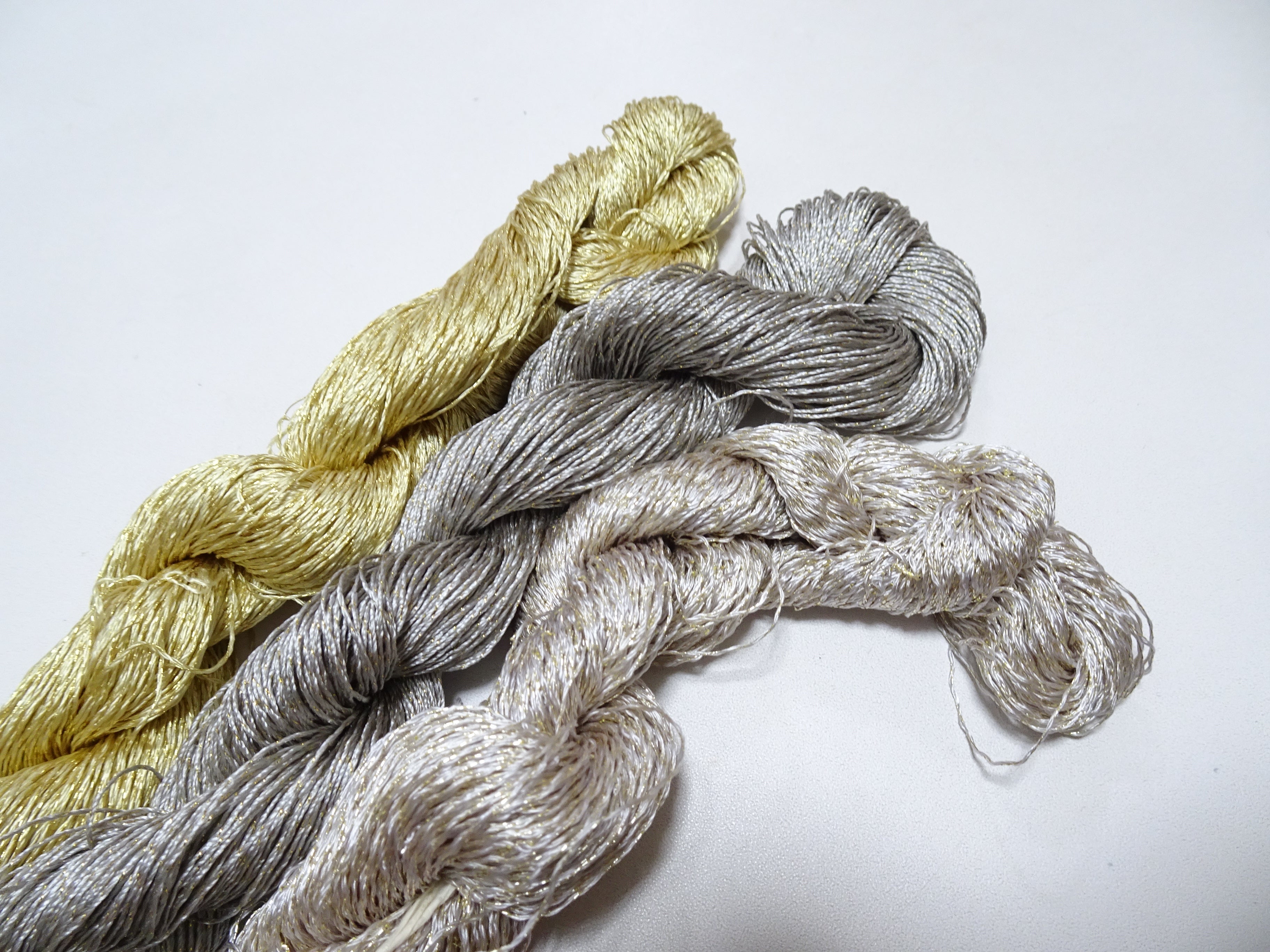 Japanese Vintage High Class Rare Silk Thread 3sets Mixture of Gold embroidery 15990