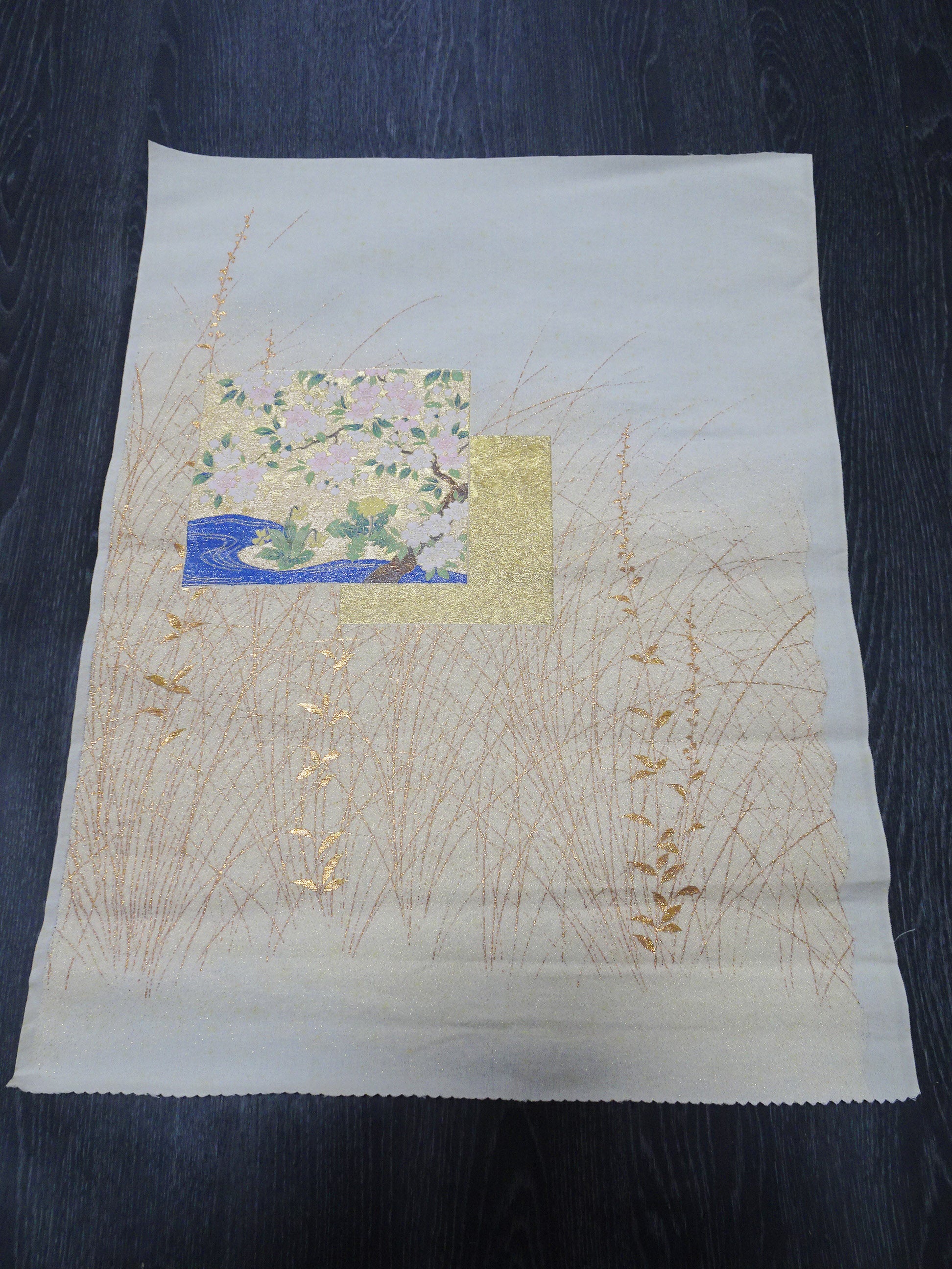 Japanese vintage Rare Silk sample fabric Juko Ori  9662