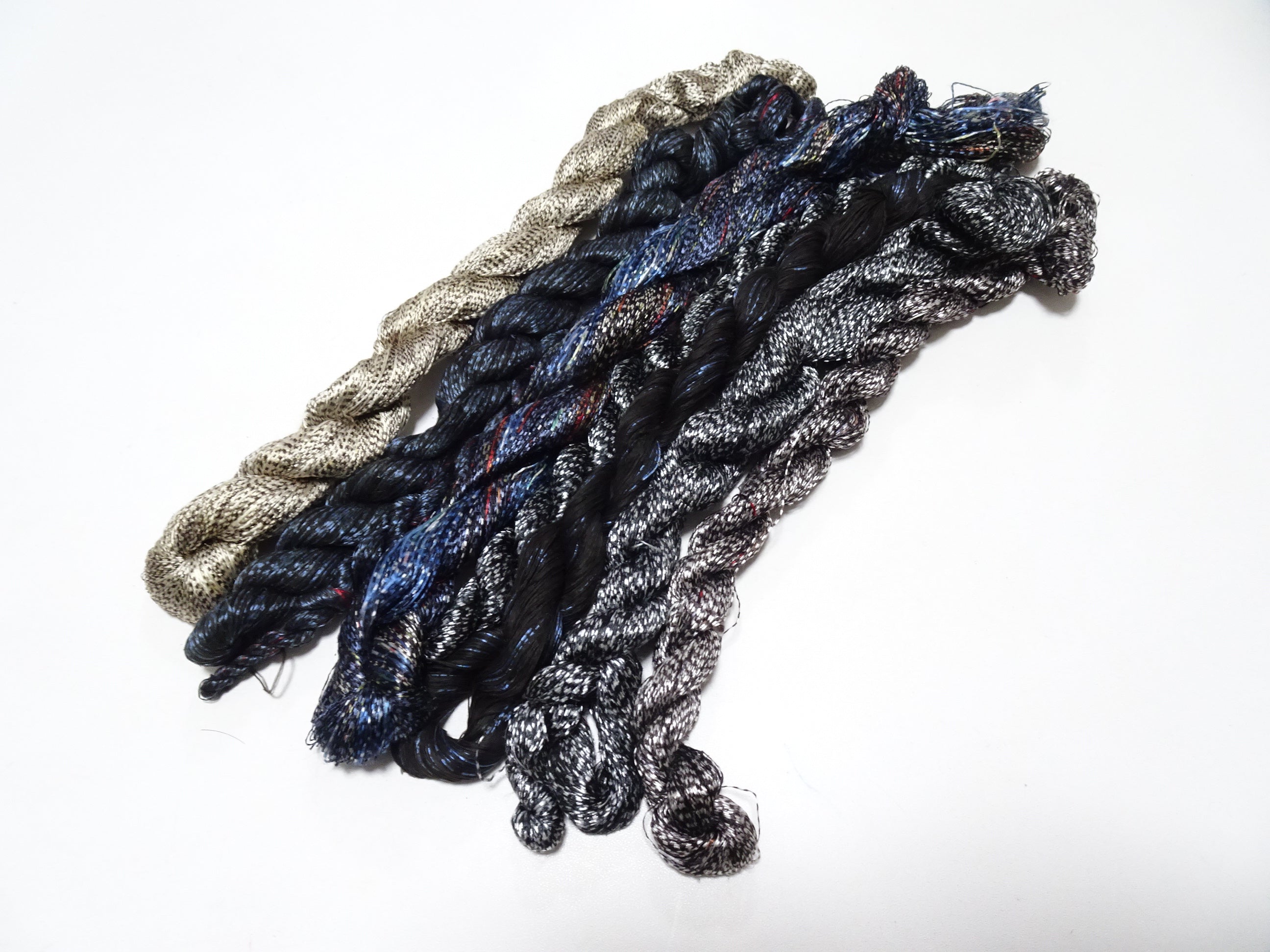 Japanese Vintage Super Rare Mud Dyeing kasuri loose Twisted Silk Thread Various Sets Embroidery & weave 13714