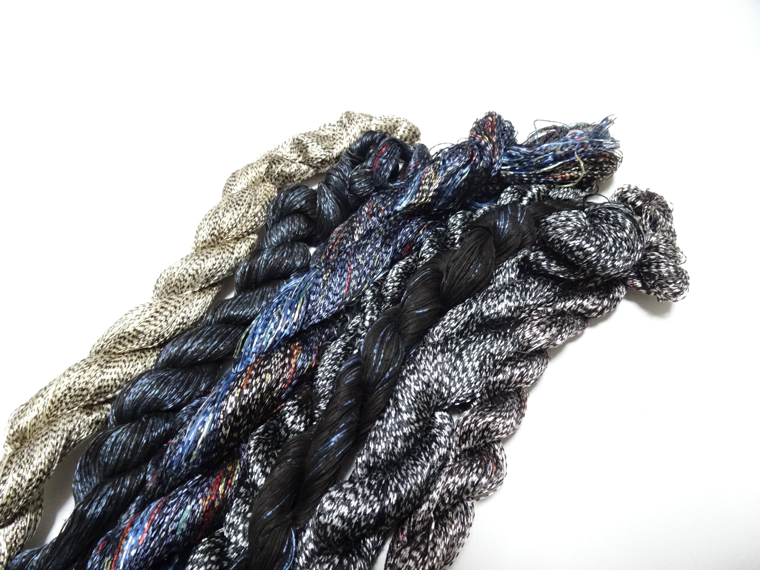 Japanese Vintage Super Rare Mud Dyeing kasuri loose Twisted Silk Thread Various Sets Embroidery & weave 13714