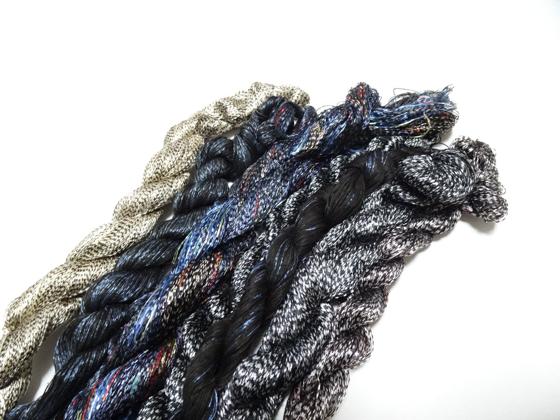 Japanese Vintage Super Rare Mud Dyeing kasuri loose Twisted Silk Thread Various Sets Embroidery & weave 13714