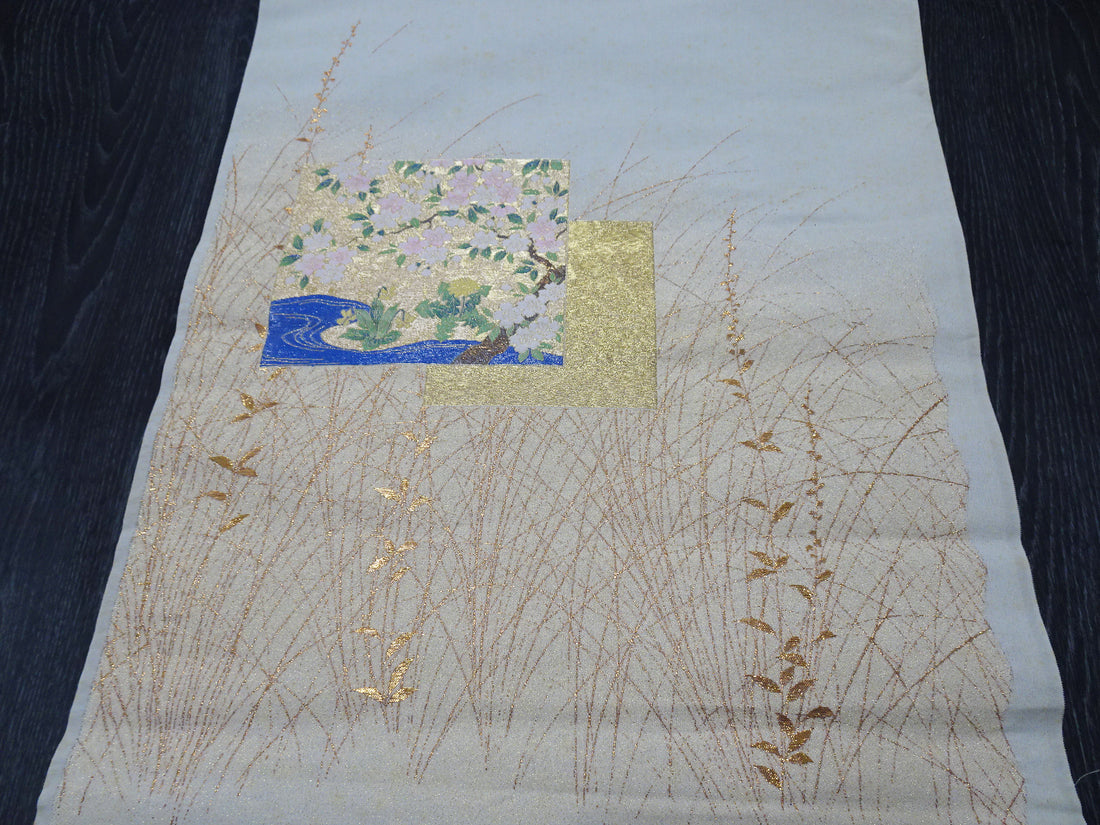 Japanese vintage Rare Silk sample fabric Juko Ori  9662