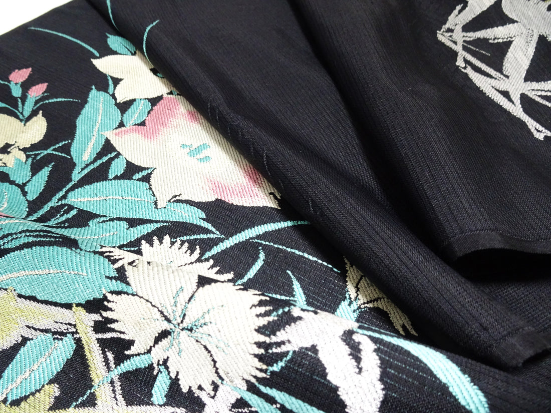 Japanese Vintage Ro Silk Bolts  Woven Flower Pattern 17507