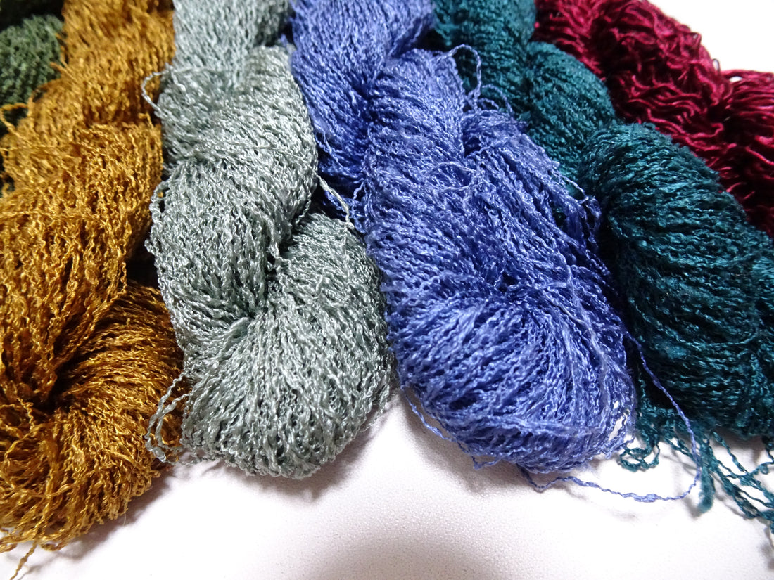 Japanese Vintage Unusual Tsumugi Silk Thread 6sets Embroidery & Weaving 17607