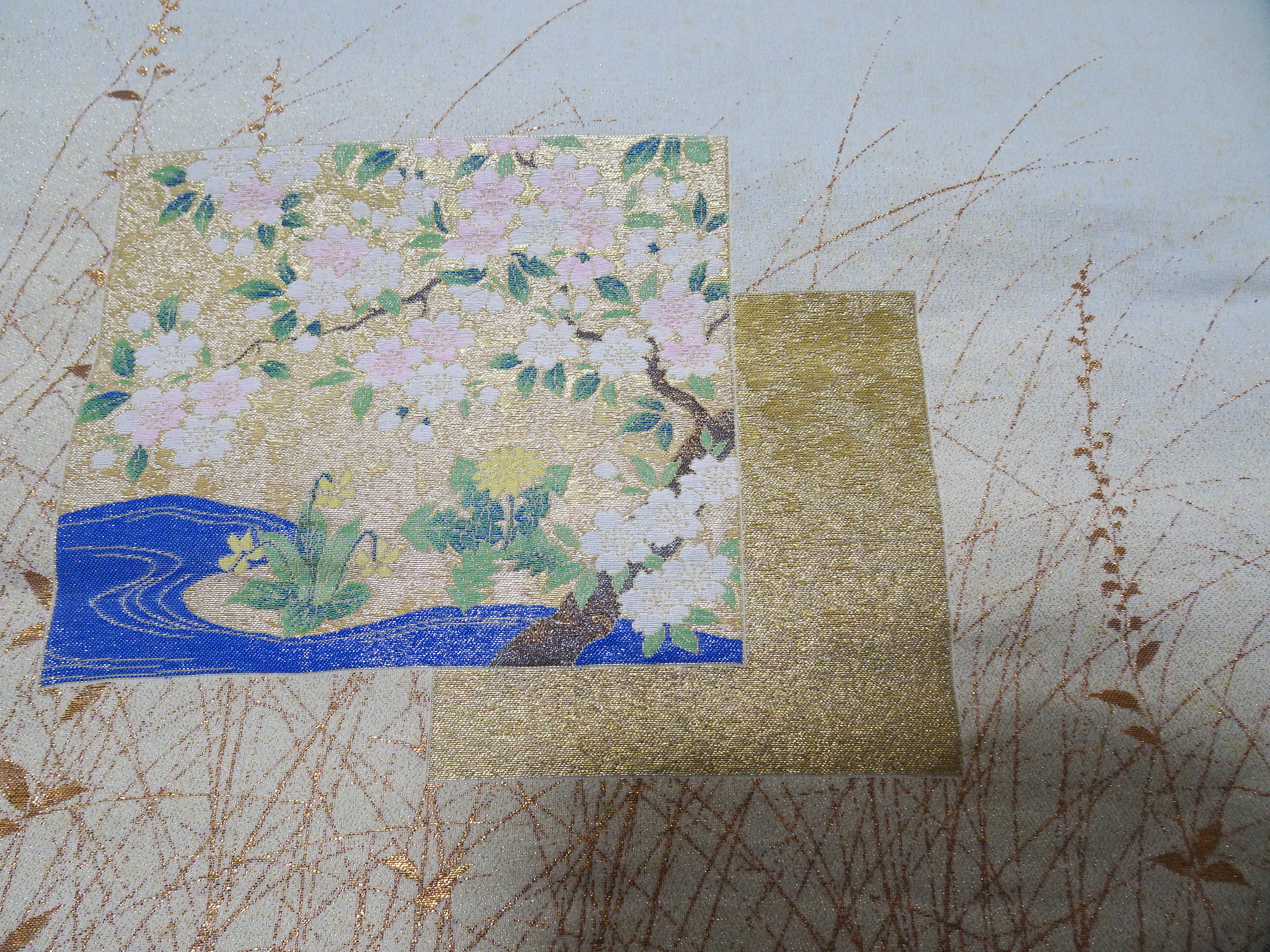 Japanese vintage Rare Silk sample fabric Juko Ori  9662