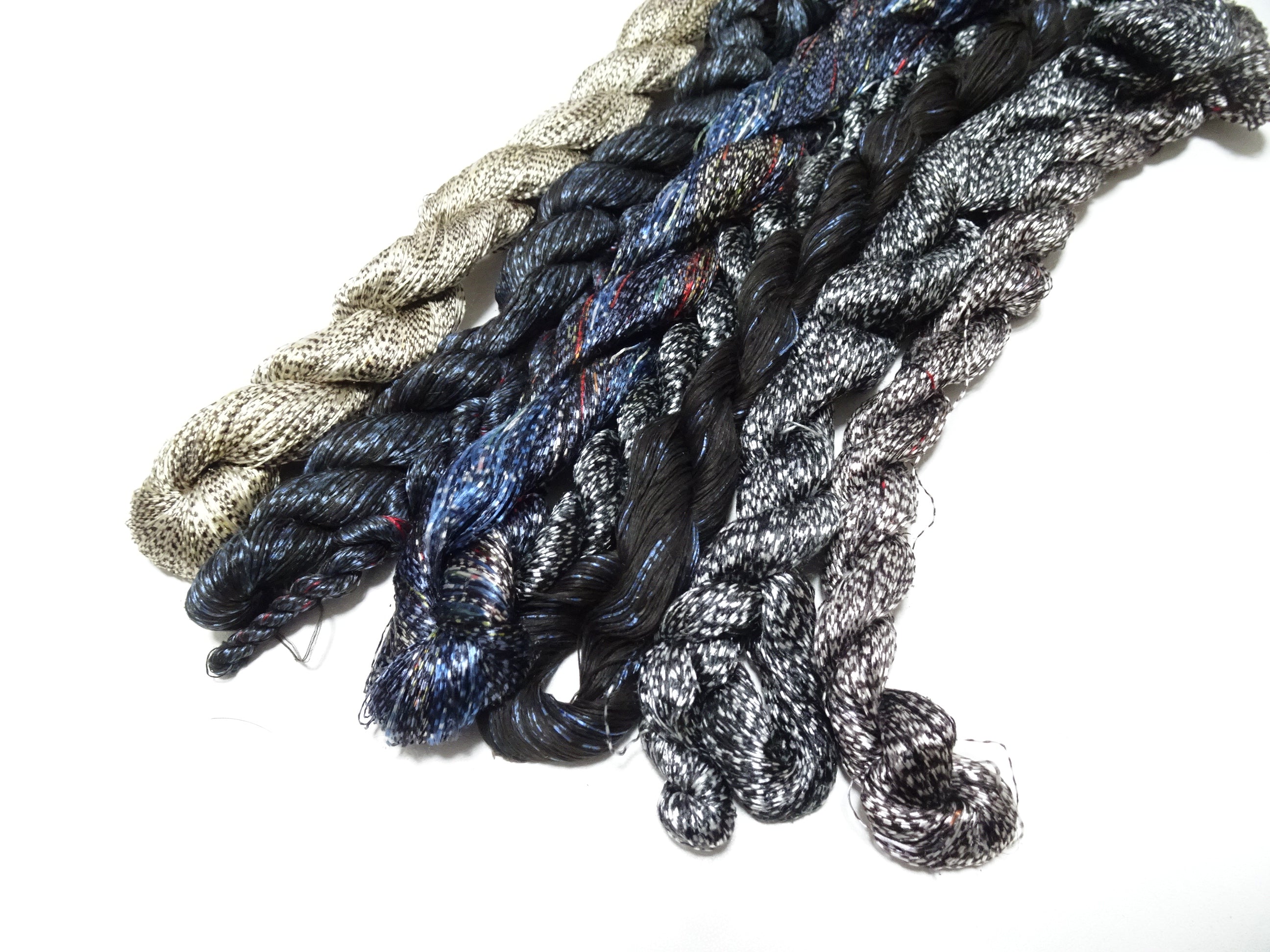 Japanese Vintage Super Rare Mud Dyeing kasuri loose Twisted Silk Thread Various Sets Embroidery & weave 13714