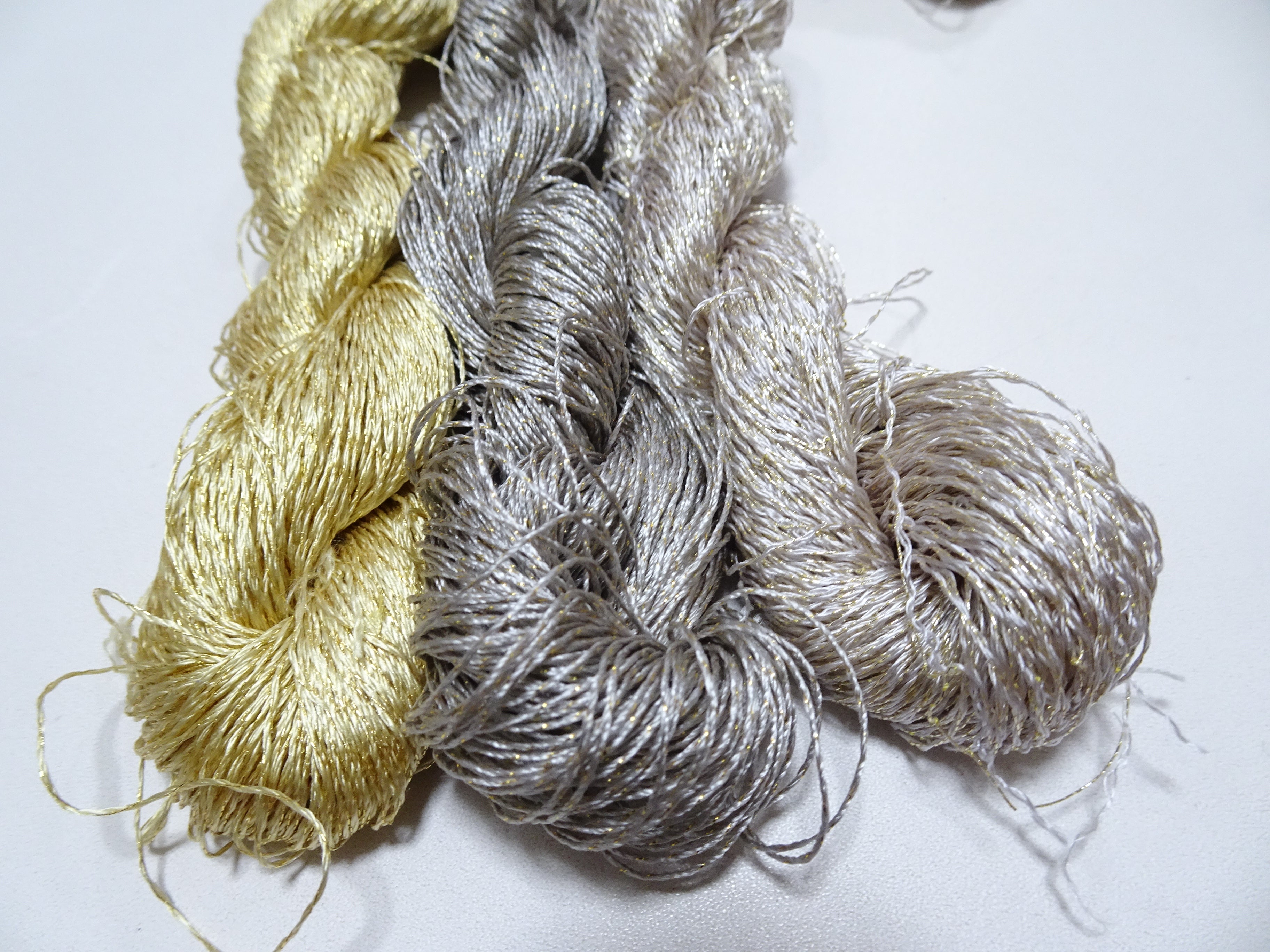Japanese Vintage High Class Rare Silk Thread 3sets Mixture of Gold embroidery 15990