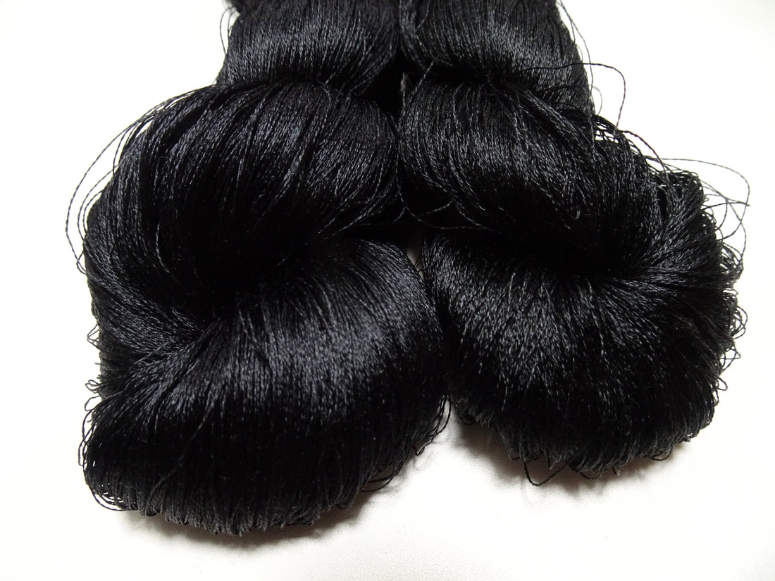 Japanese Vintage Twisted Silk Thread 2sets Embroidery Black 15739