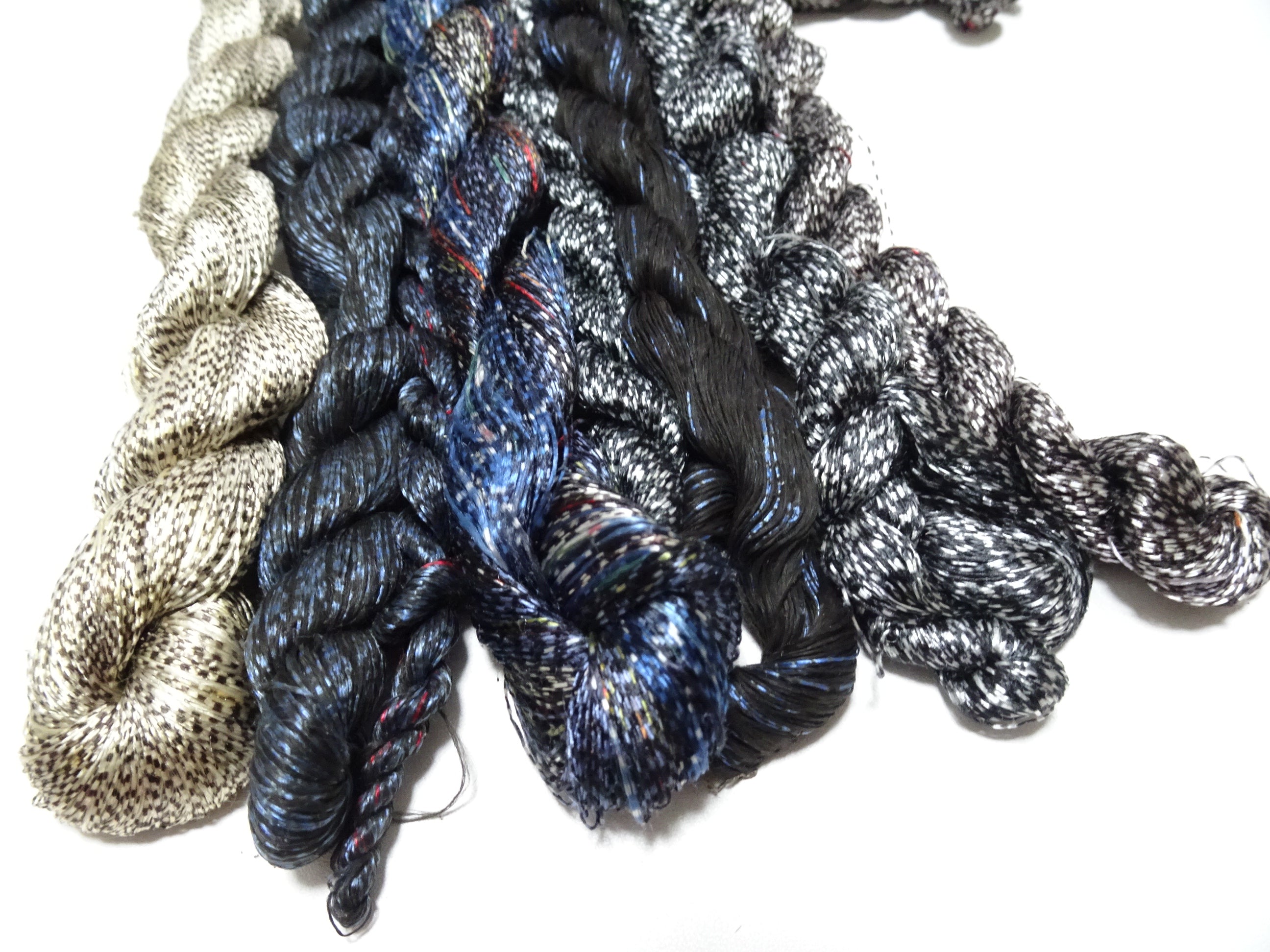 Japanese Vintage Super Rare Mud Dyeing kasuri loose Twisted Silk Thread Various Sets Embroidery & weave 13714