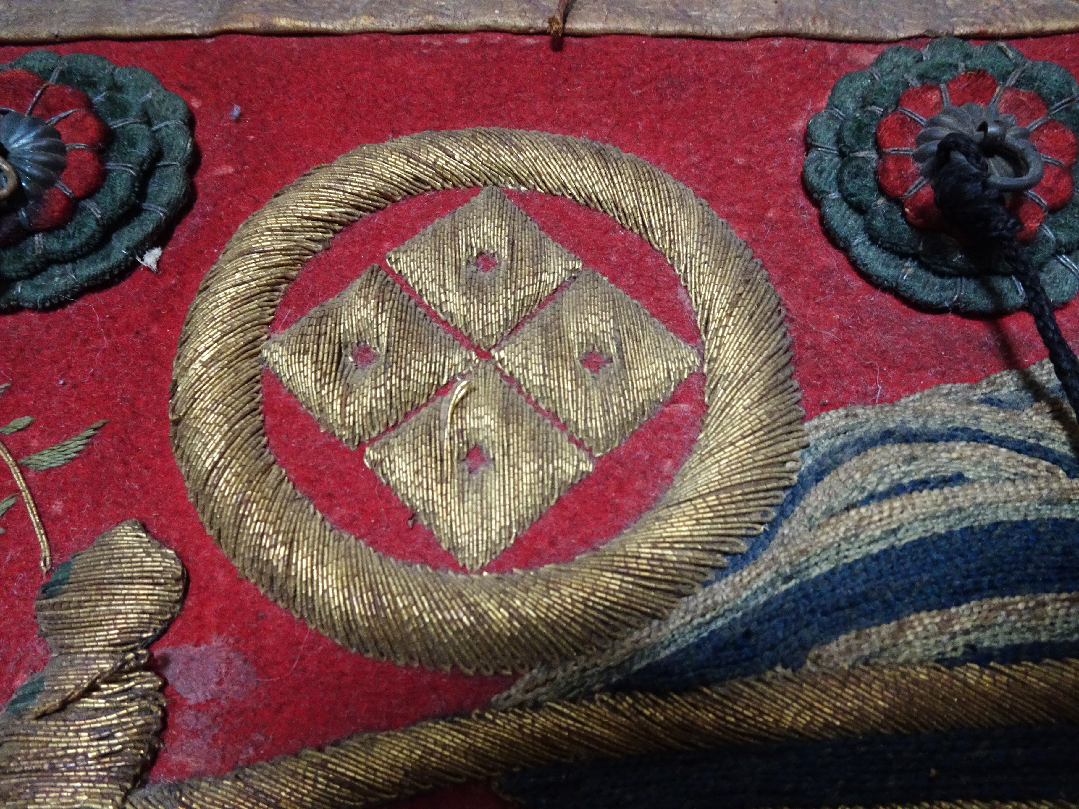 Japanese Antique Edo to Late Edo Period Festival Banner(Kenshōhin) for Danjiri or Mikoshi with Traditional Embroidery Design 16343